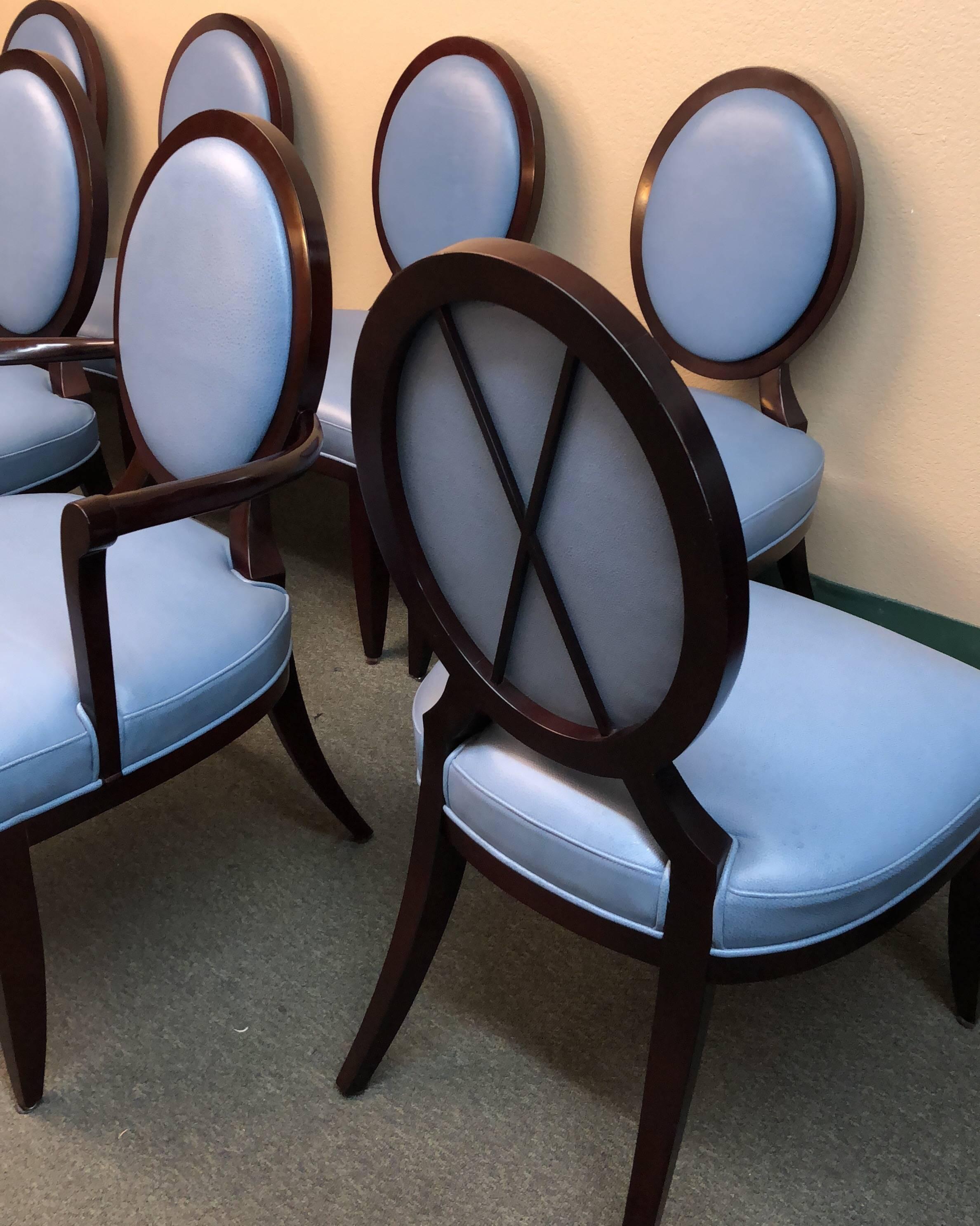 Set of Eight Baker Furniture Oval X-Back Barbara Barry Dining Chairs 3