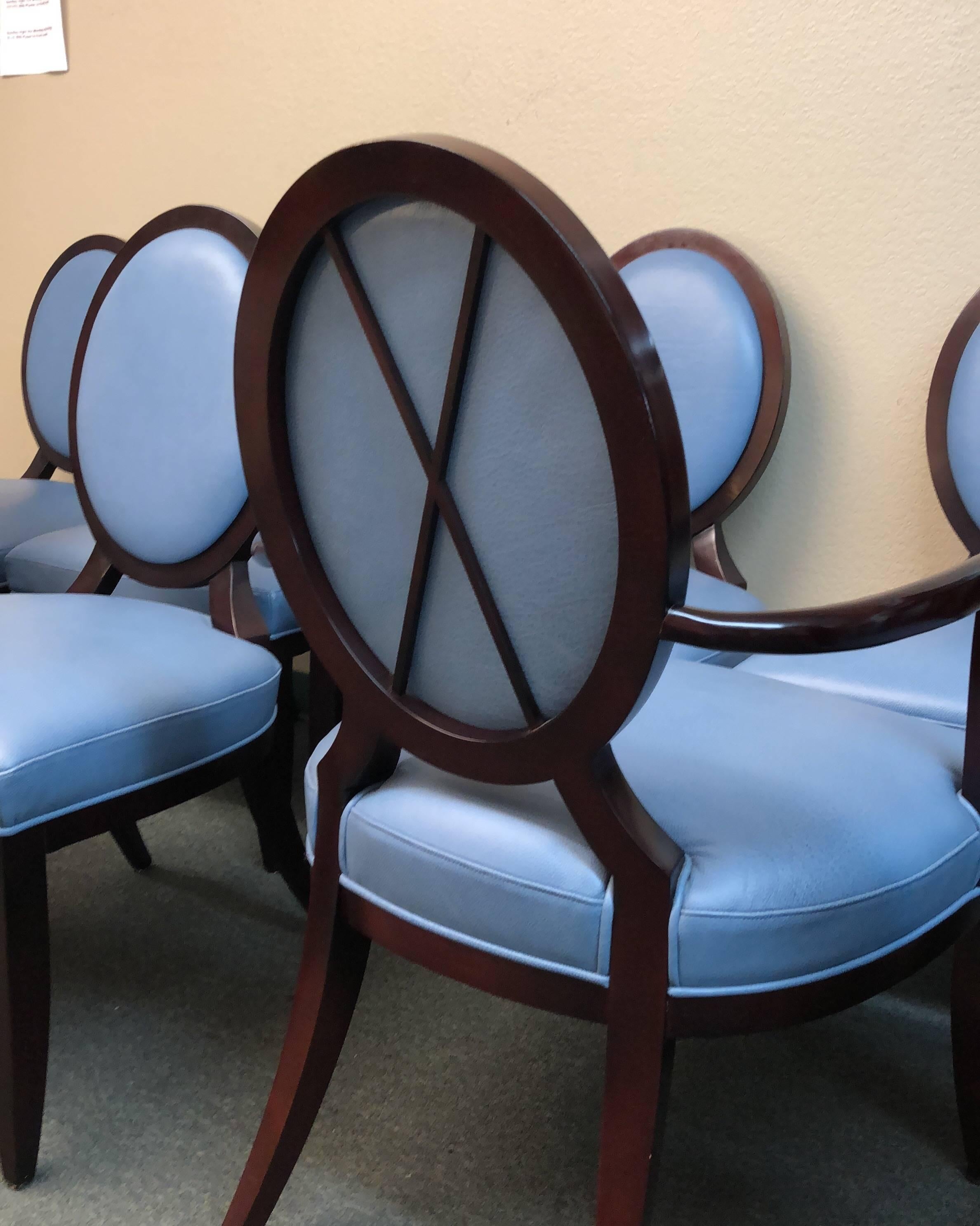 Set of Eight Baker Furniture Oval X-Back Barbara Barry Dining Chairs In Good Condition In San Francisco, CA