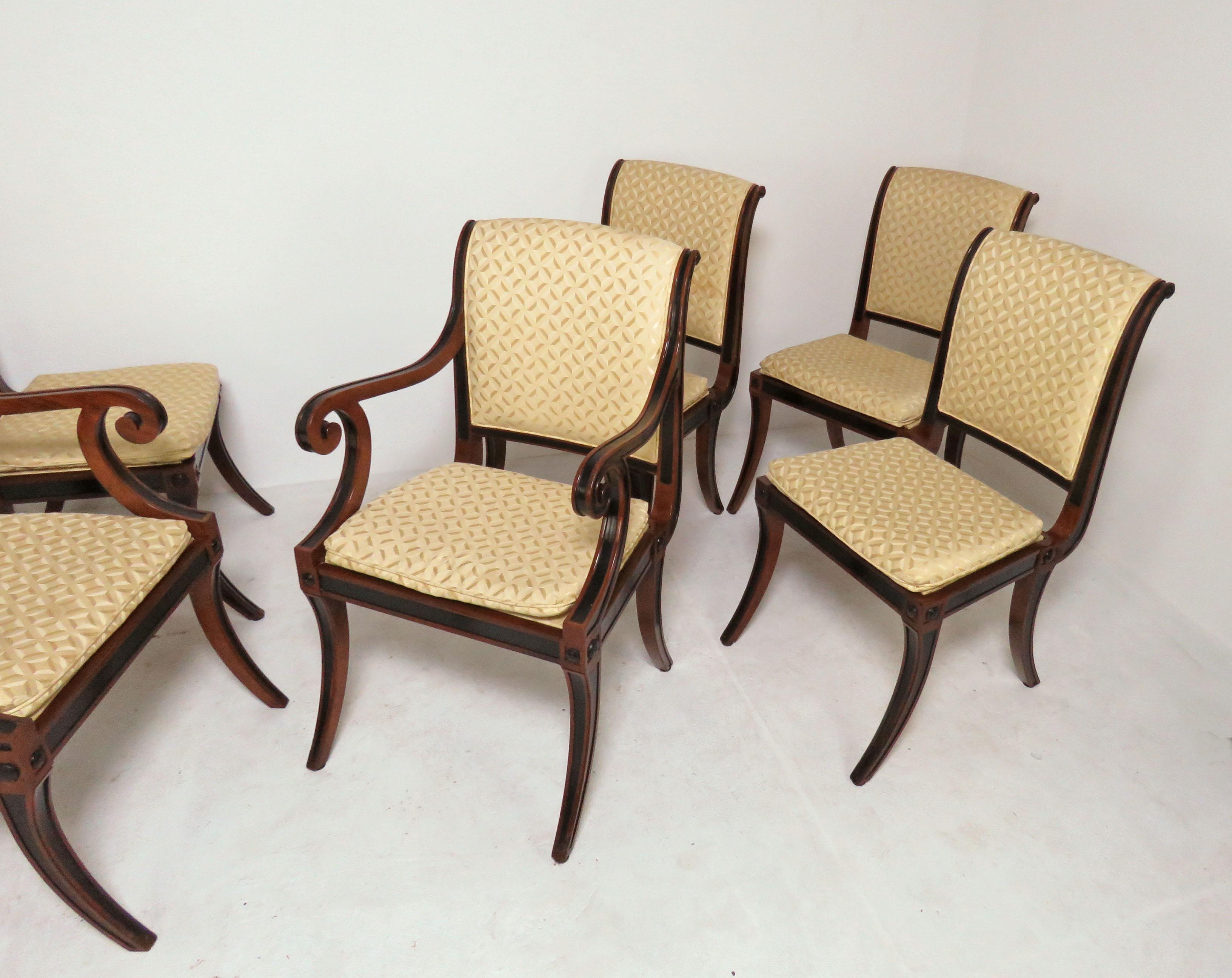 Set of Eight Baker Furniture Regency Dining Chairs with Klismos Legs 5
