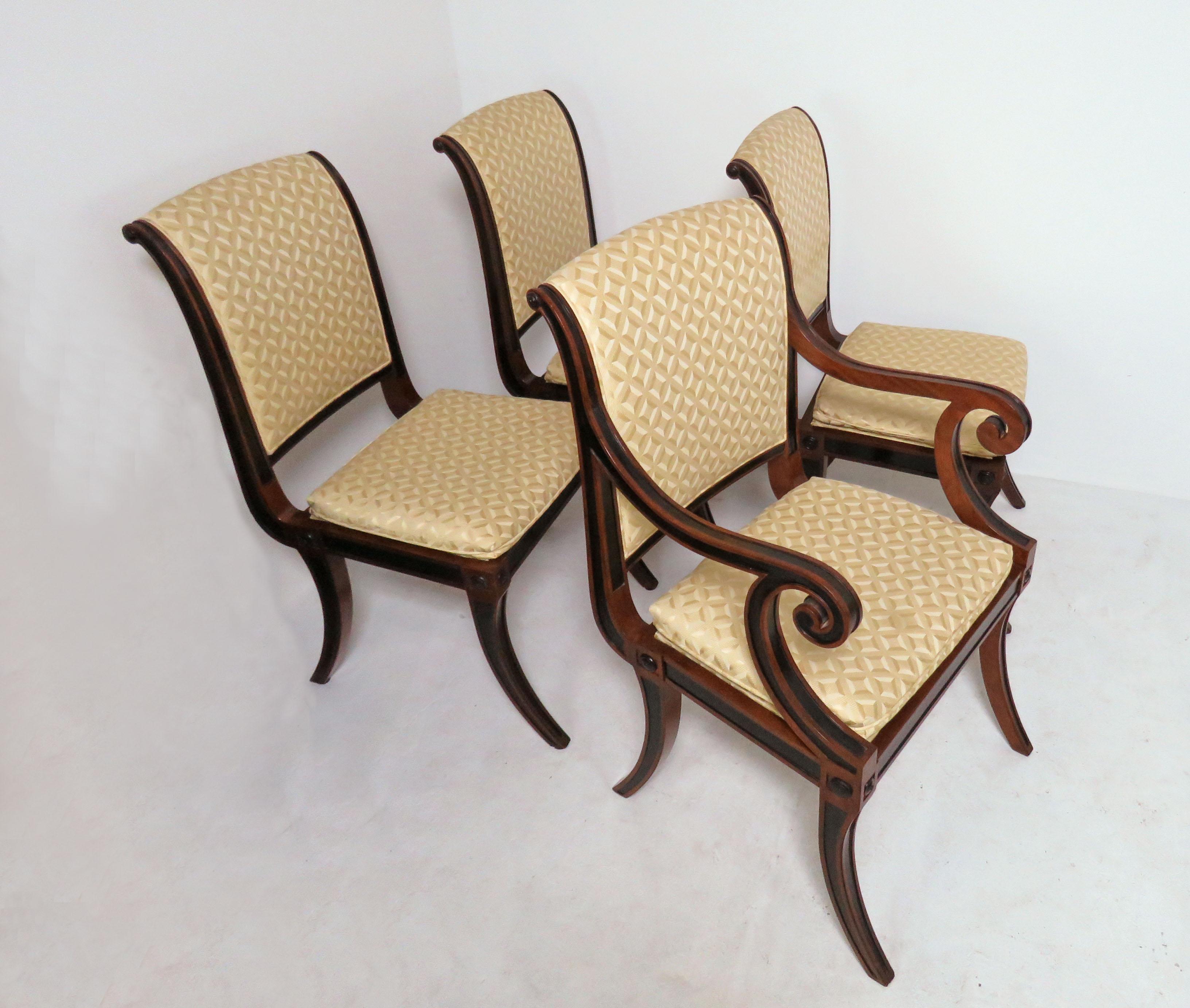 Set of Eight Baker Furniture Regency Dining Chairs with Klismos Legs 6