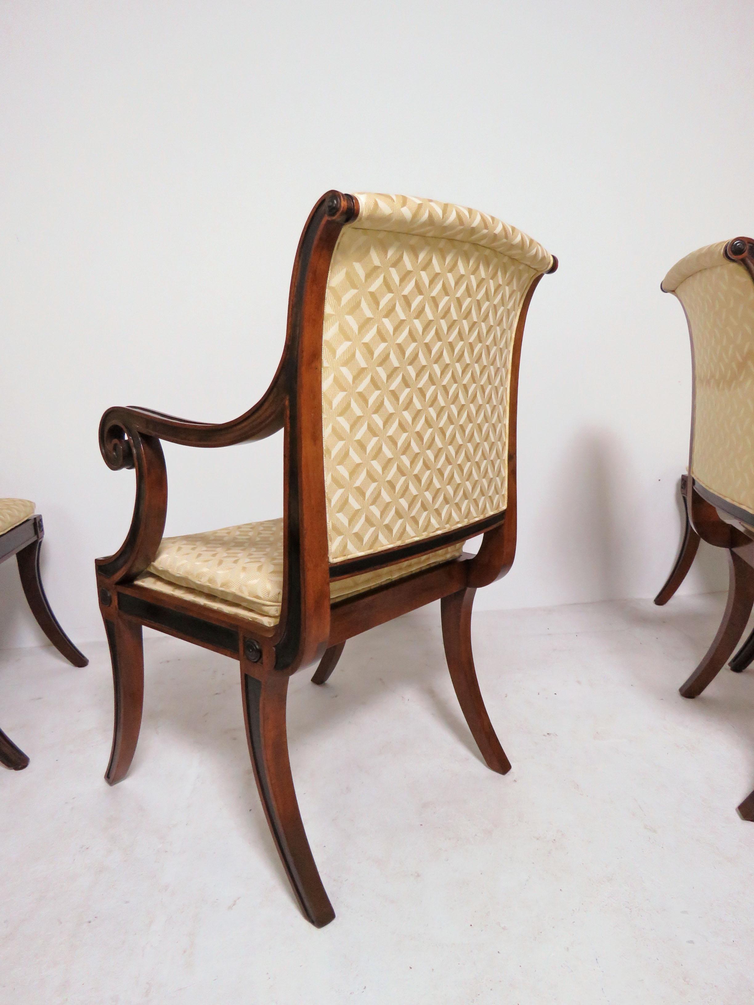 American Set of Eight Baker Furniture Regency Dining Chairs with Klismos Legs