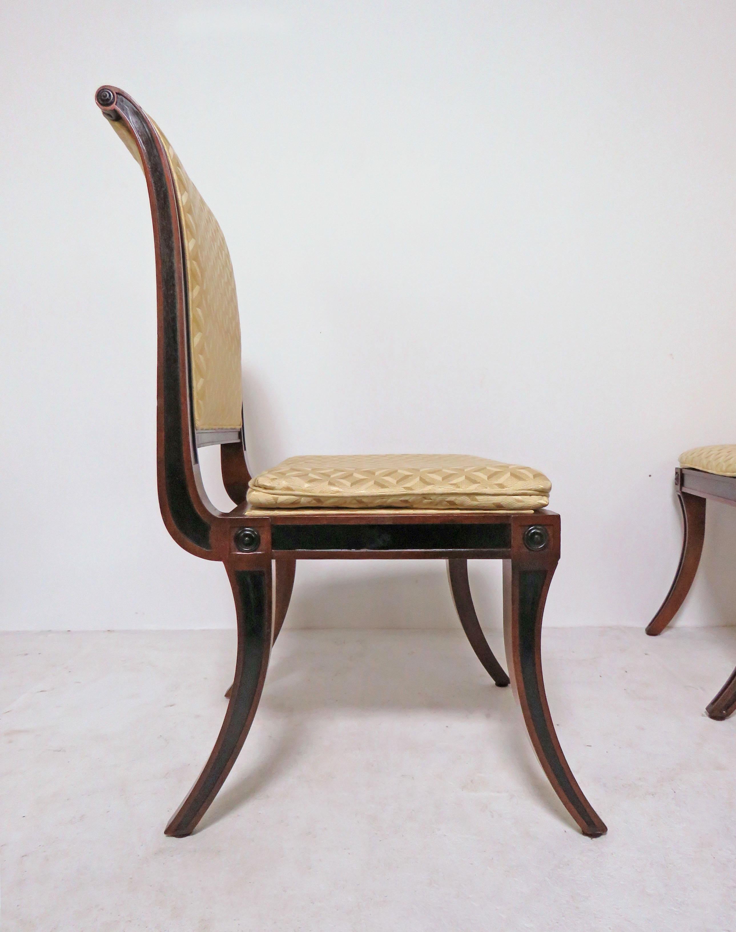 Set of Eight Baker Furniture Regency Dining Chairs with Klismos Legs In Good Condition In Peabody, MA