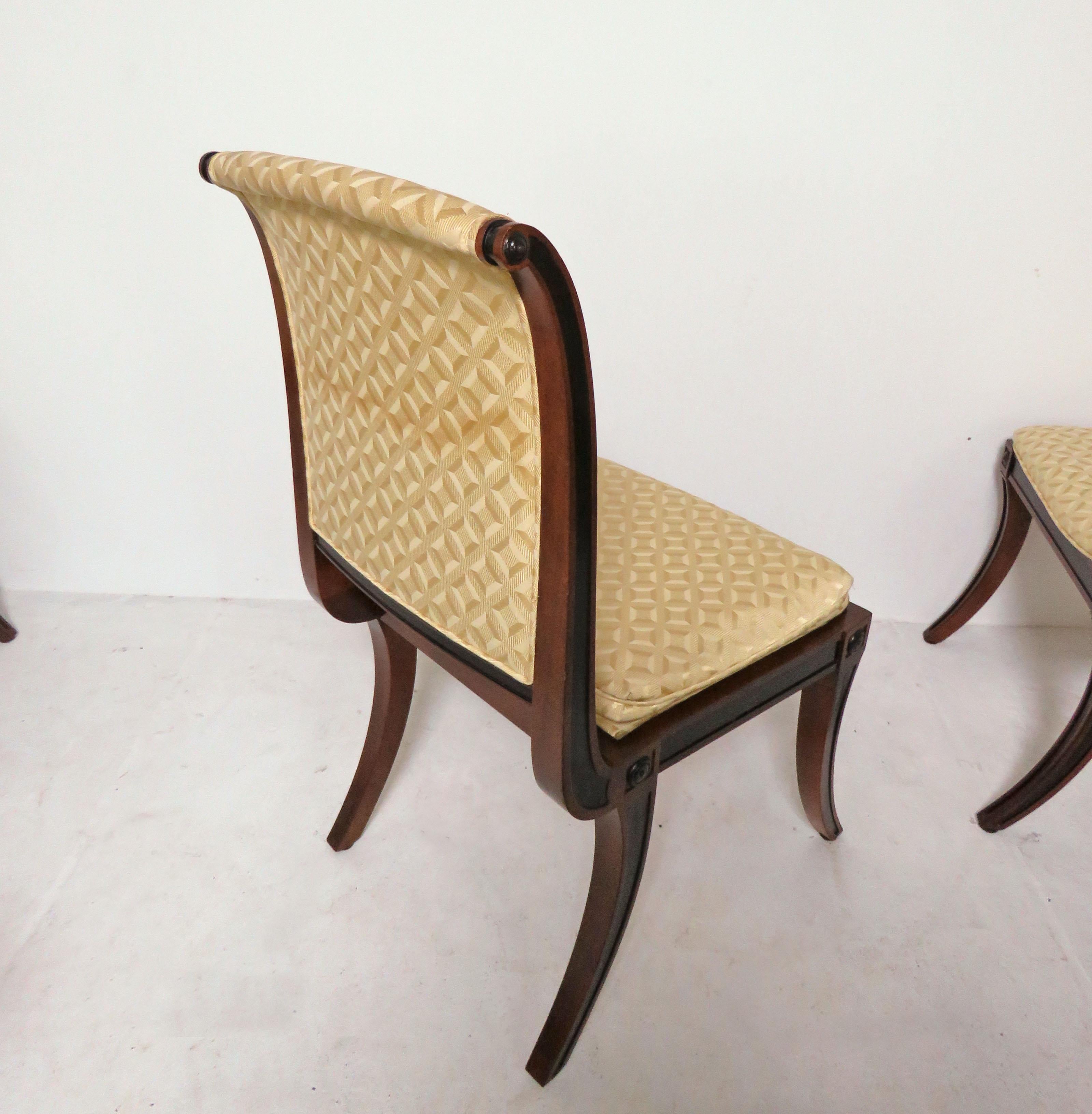 Mid-20th Century Set of Eight Baker Furniture Regency Dining Chairs with Klismos Legs