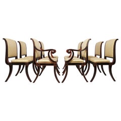 Set of Eight Baker Furniture Regency Dining Chairs with Klismos Legs