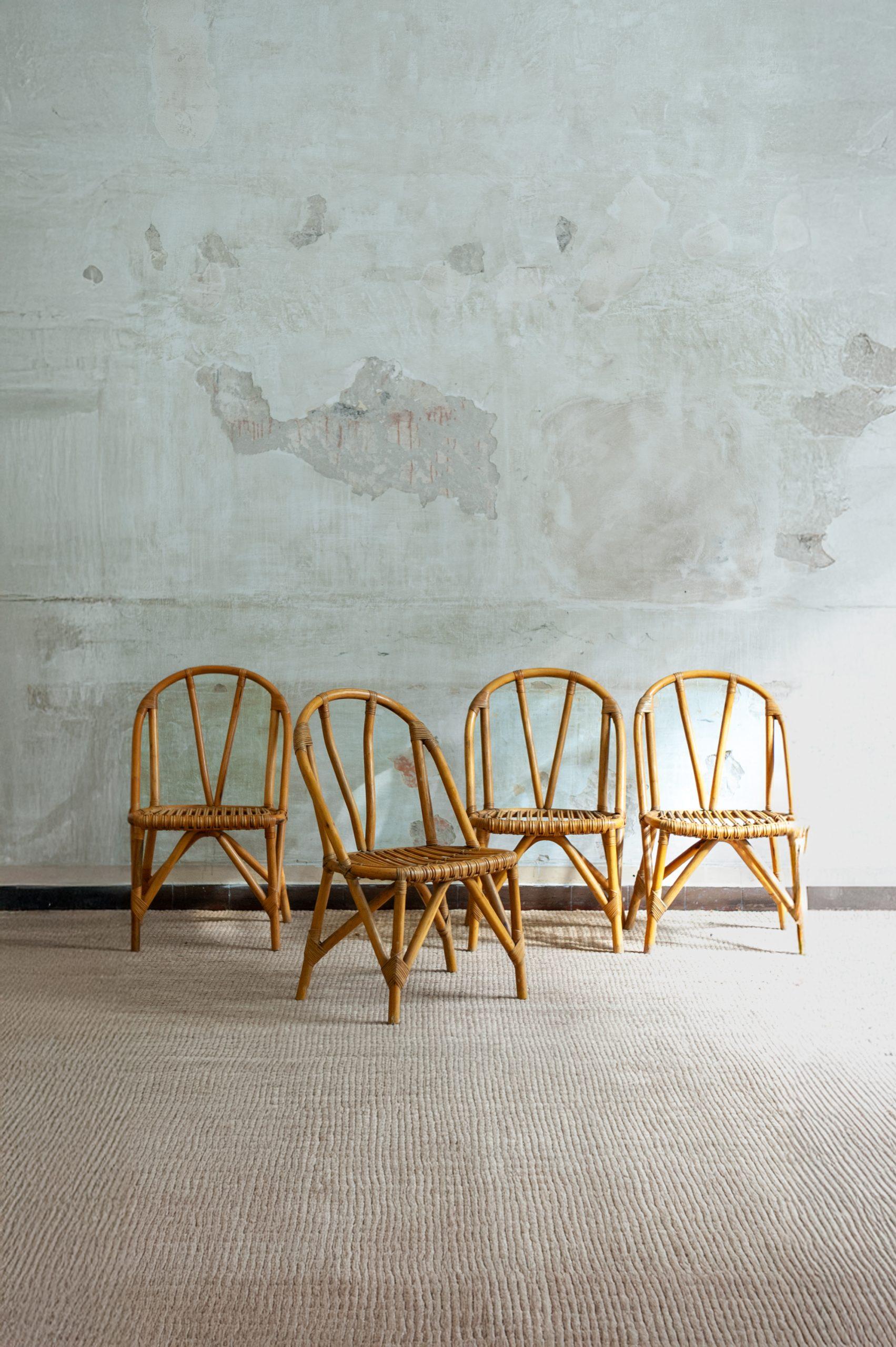 Set of Eight Bamboo Chairs – 1970s For Sale 5