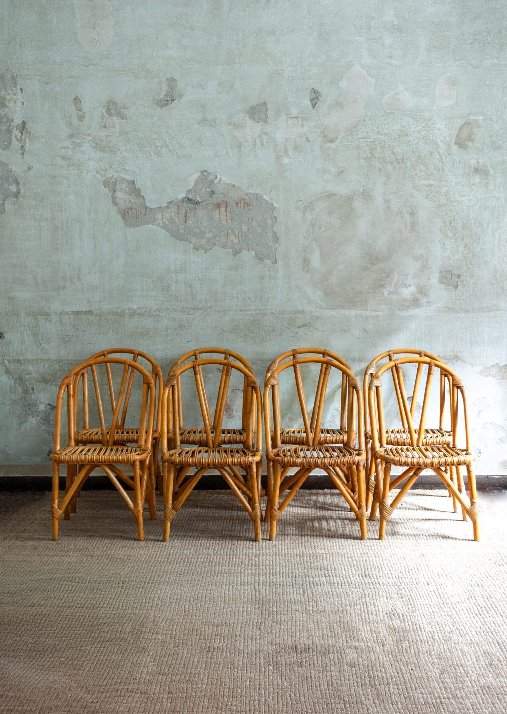 Set of Eight Bamboo Chairs – 1970s For Sale 6