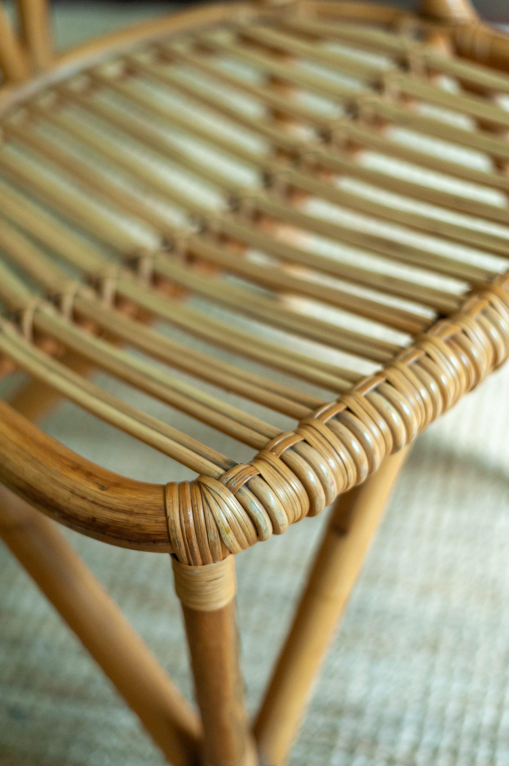 Late 20th Century Set of Eight Bamboo Chairs – 1970s For Sale
