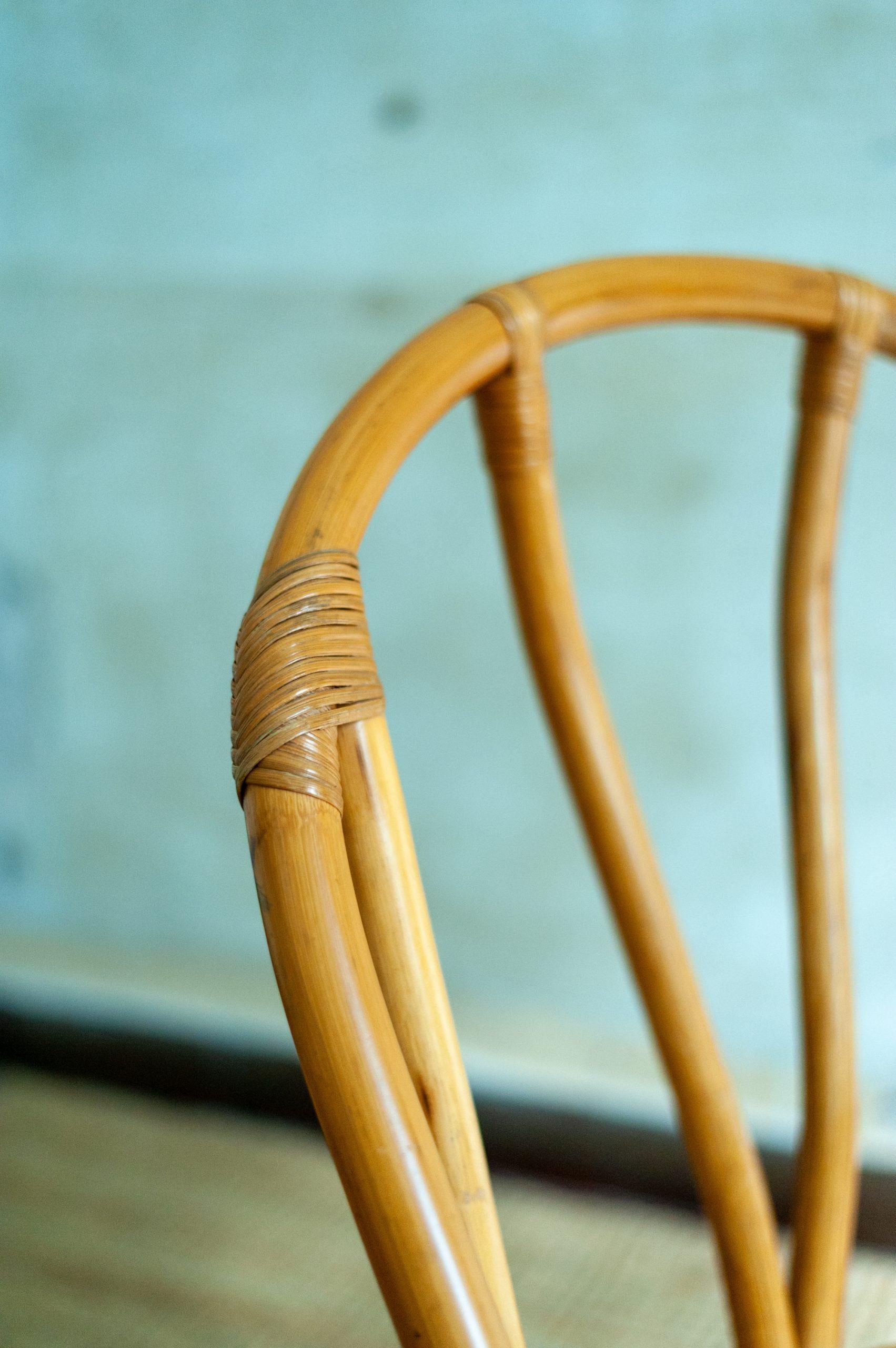 Set of Eight Bamboo Chairs – 1970s For Sale 1