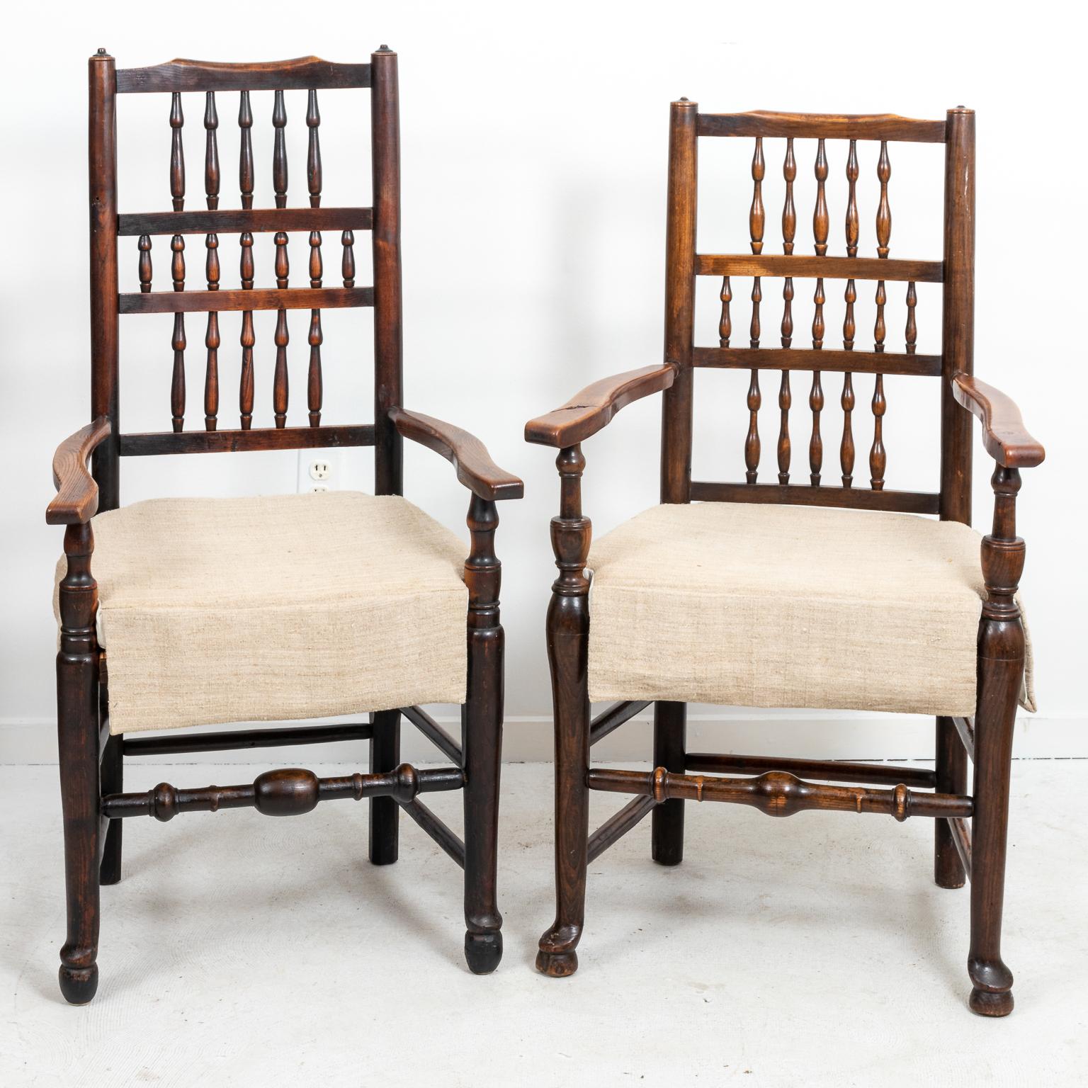 Wood Set of Eight Banister Back Dining Chairs For Sale