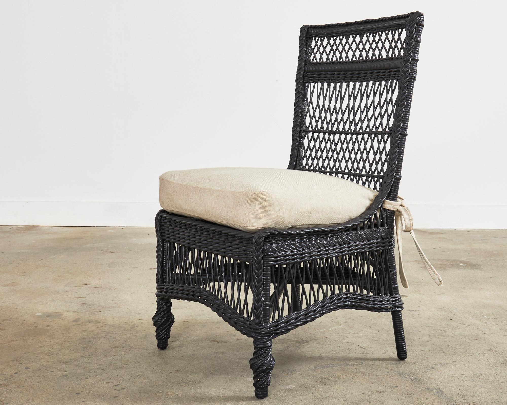 Set of Eight Bar Harbor Style Rattan Wicker Dining Chairs 3