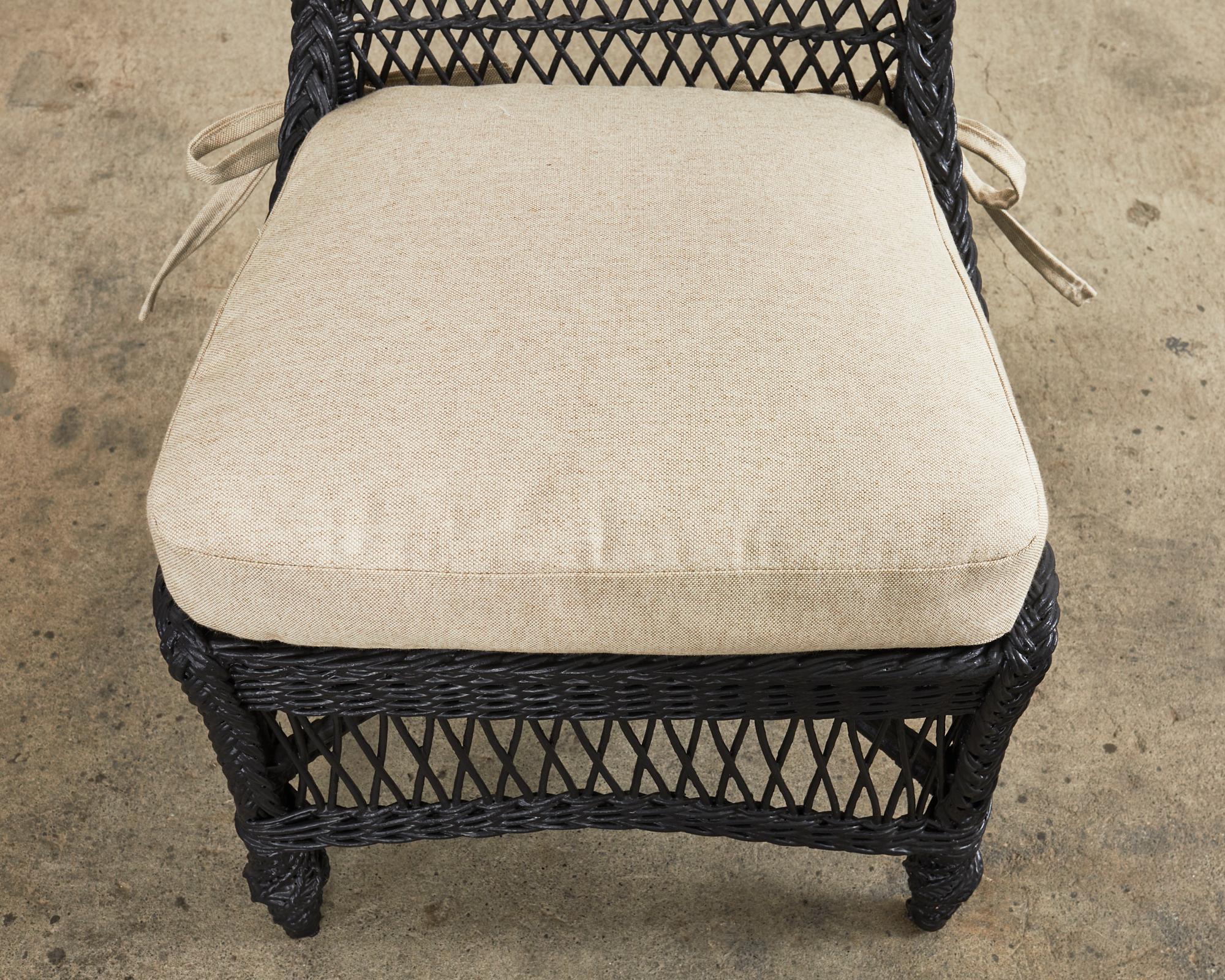 Set of Eight Bar Harbor Style Rattan Wicker Dining Chairs  9