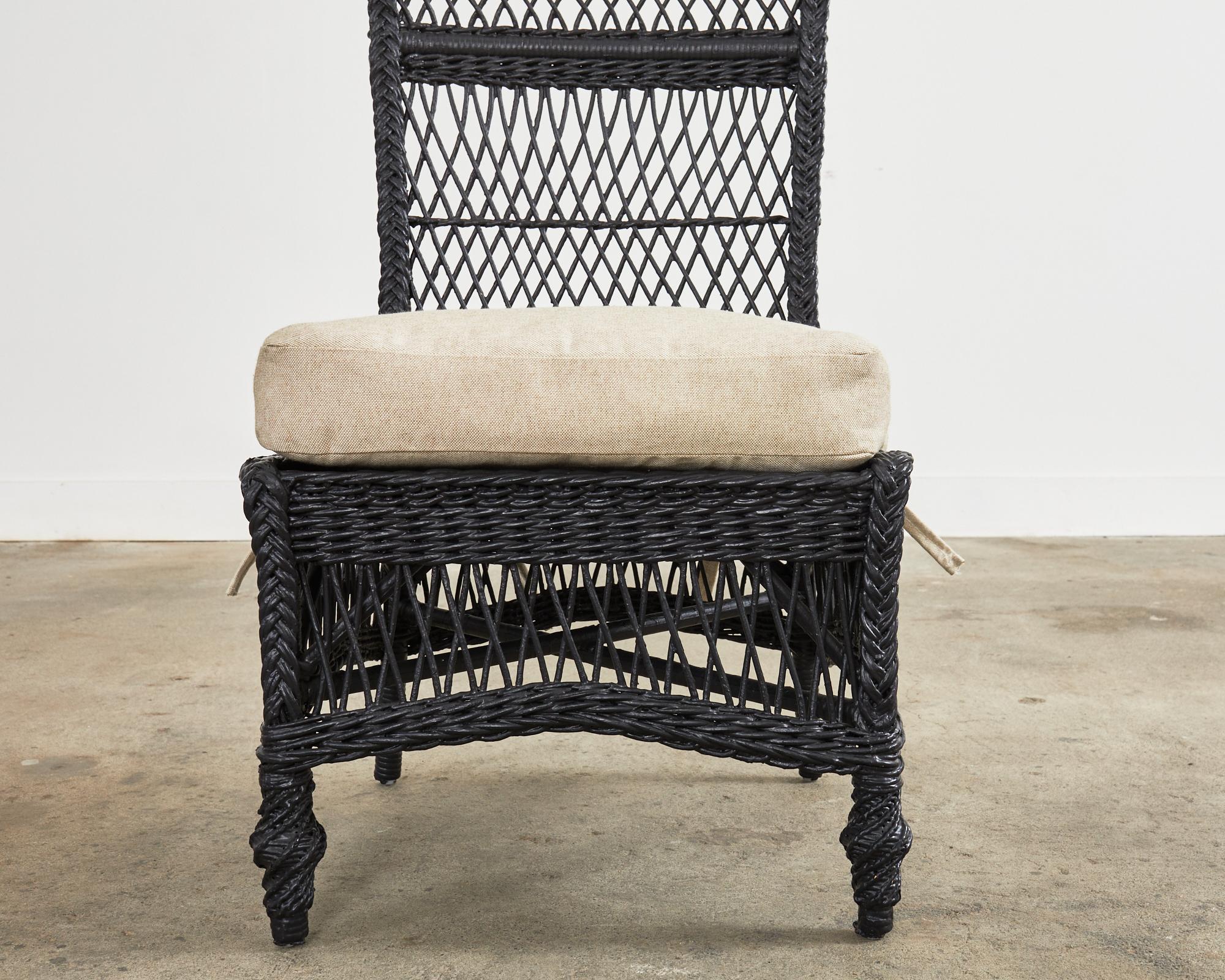 Set of Eight Bar Harbor Style Rattan Wicker Dining Chairs  10