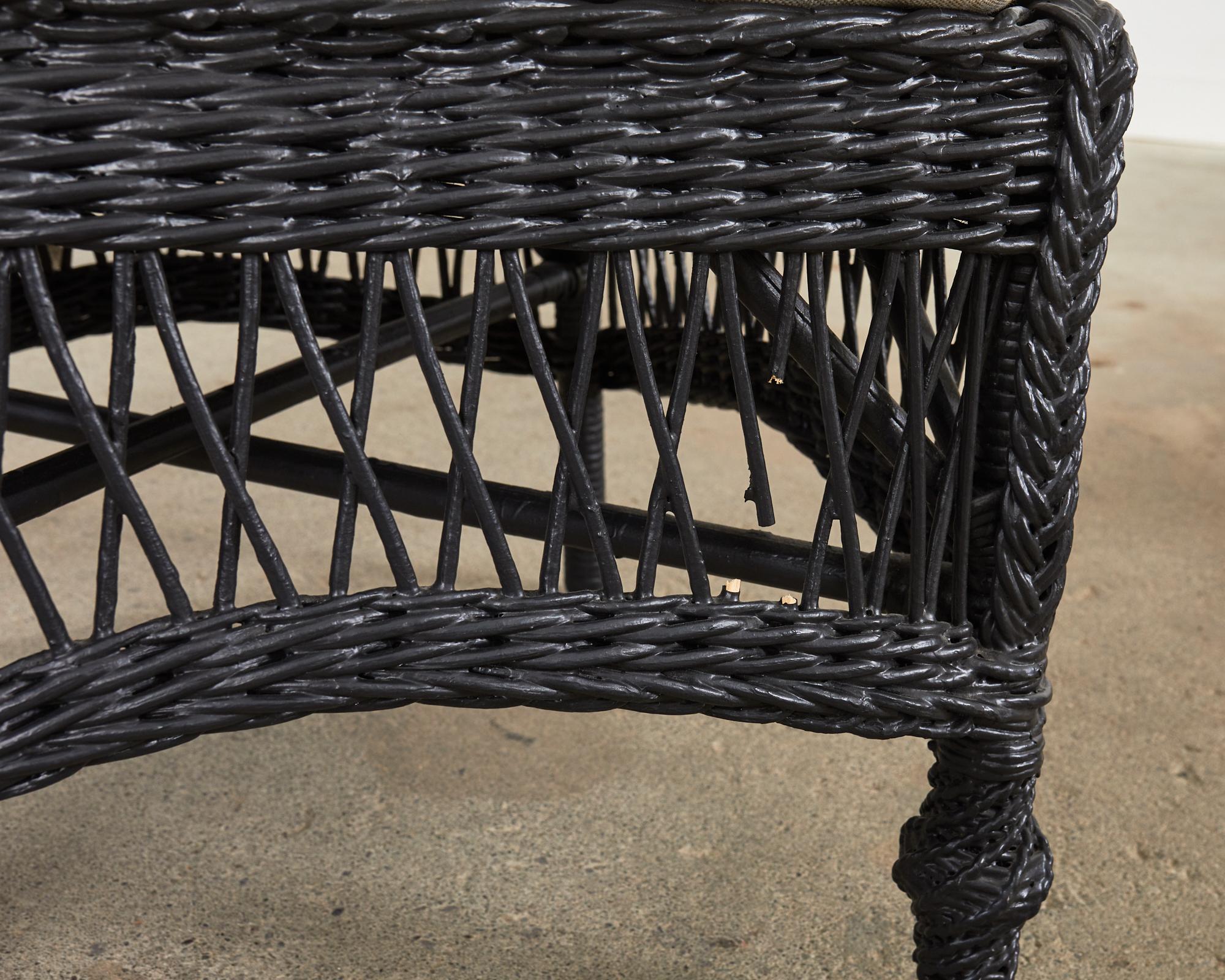 Set of Eight Bar Harbor Style Rattan Wicker Dining Chairs 12
