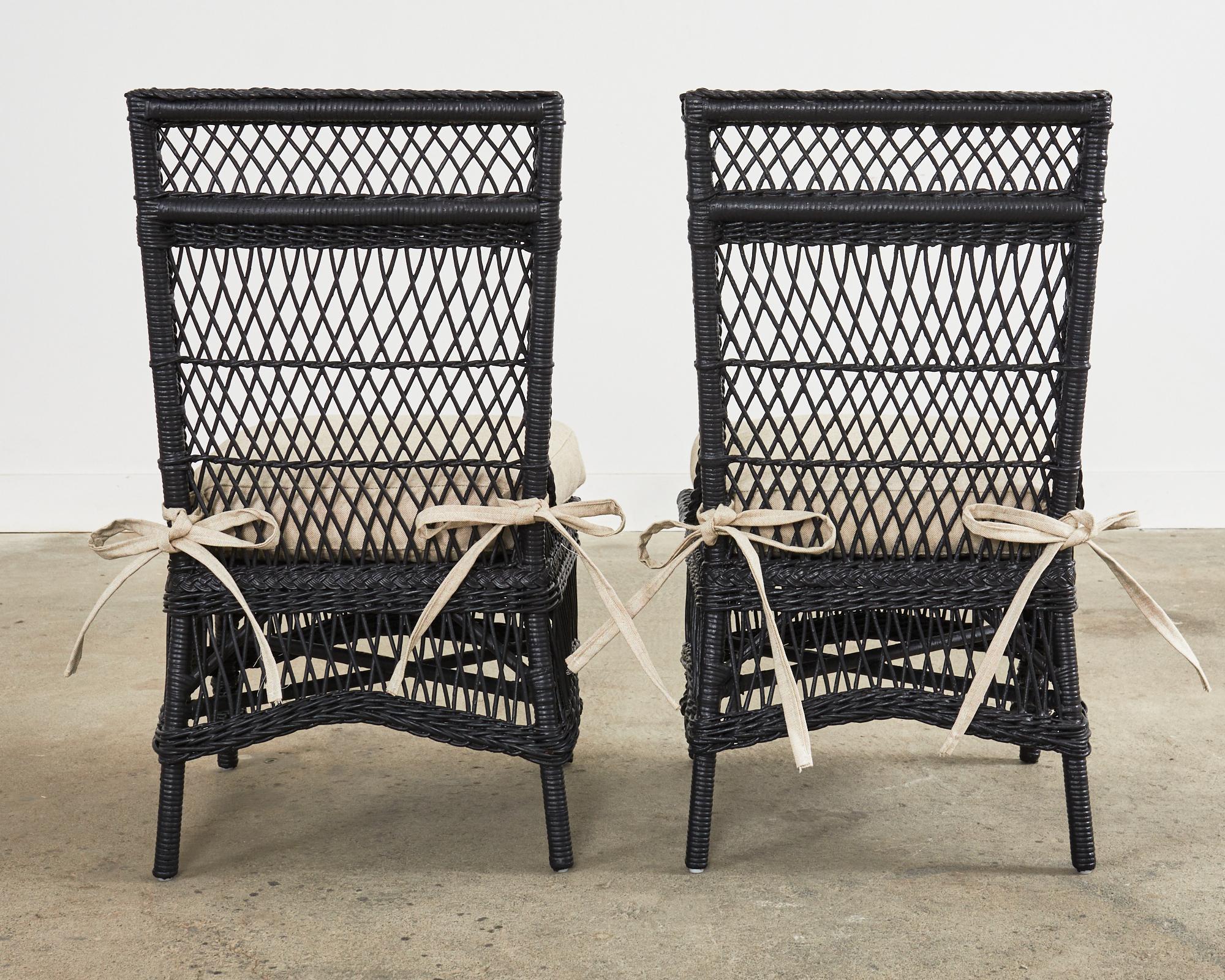 Set of Eight Bar Harbor Style Rattan Wicker Dining Chairs  13