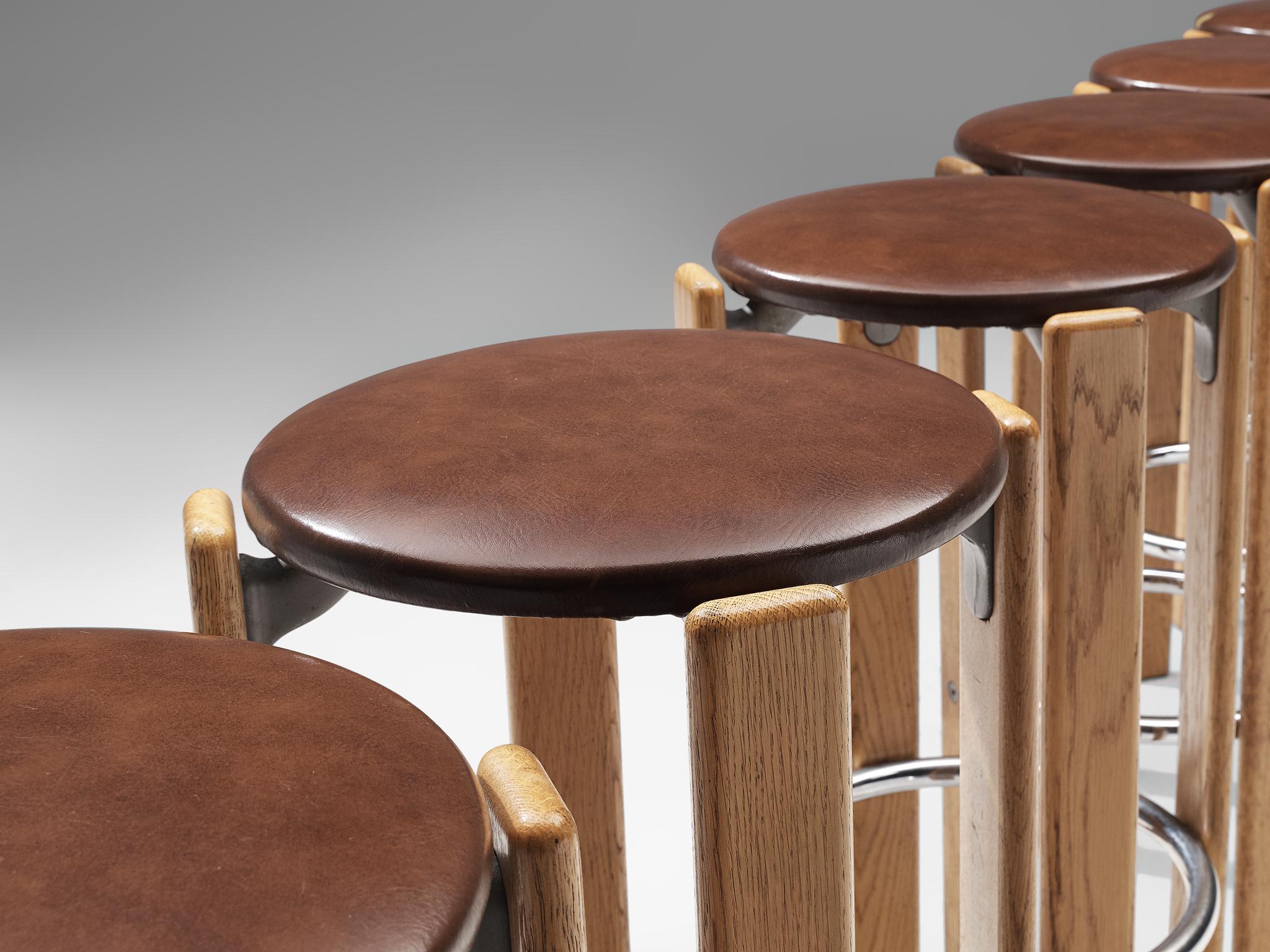 Set of Eight Bar Stools in Leatherette by Bruno Rey for Dietiker In Good Condition In Waalwijk, NL