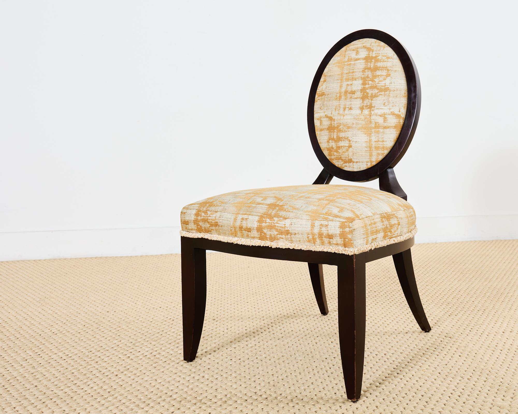Set of Eight Barbara Barry Oval X-Back Dining Chairs 10
