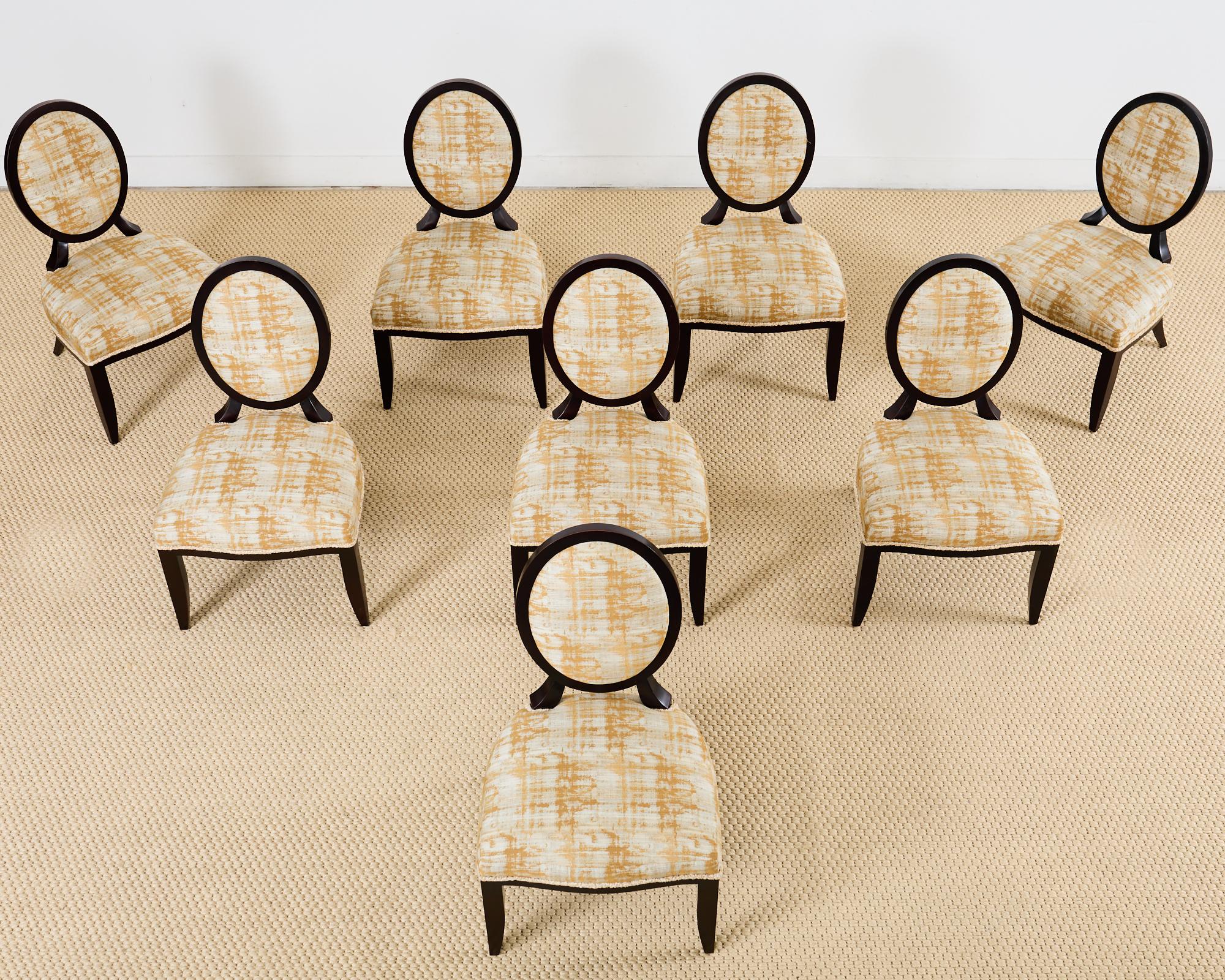 Modern Set of Eight Barbara Barry Oval X-Back Dining Chairs