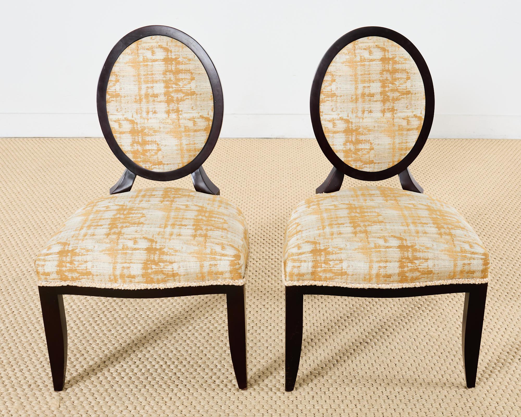 Hand-Crafted Set of Eight Barbara Barry Oval X-Back Dining Chairs