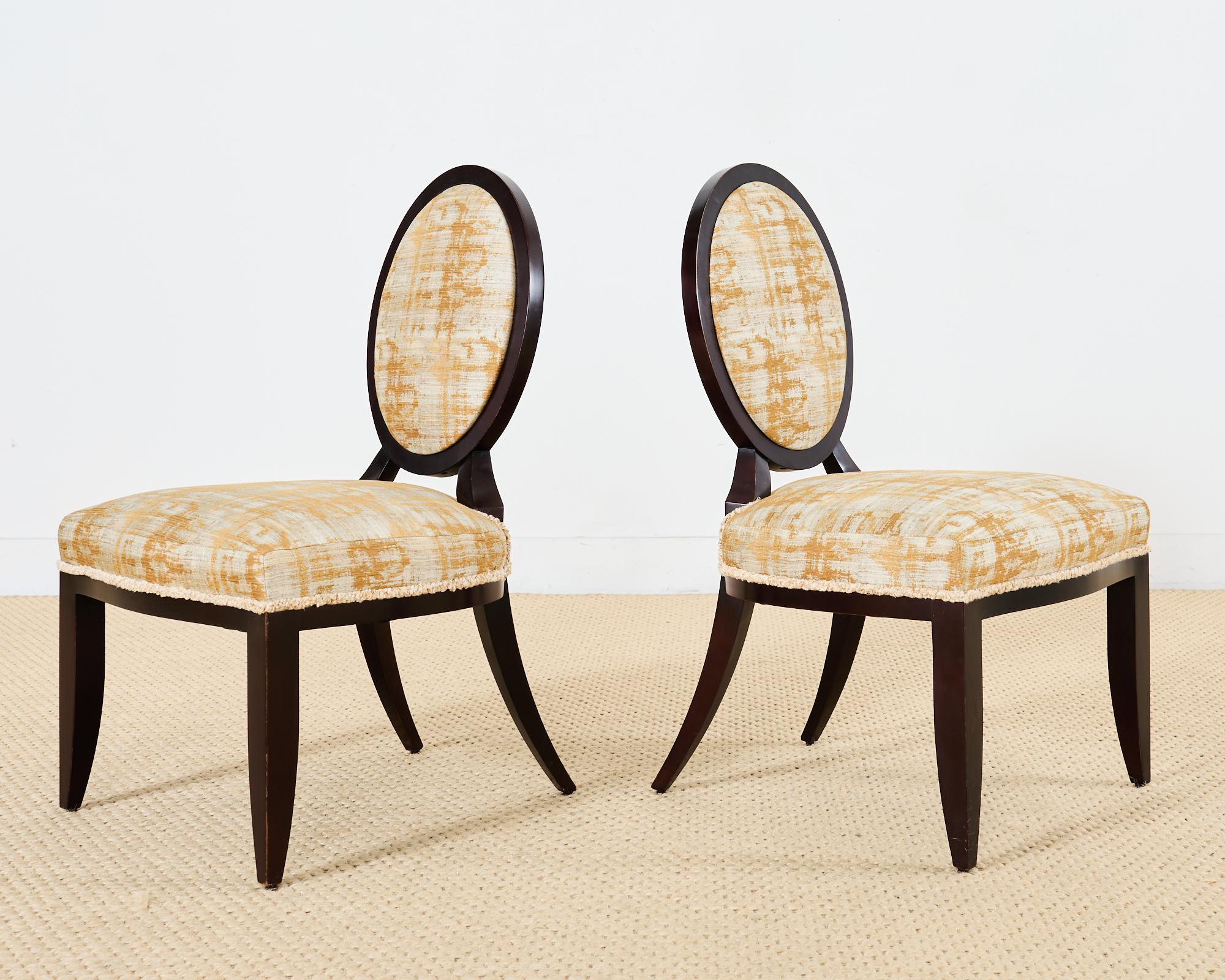 Contemporary Set of Eight Barbara Barry Oval X-Back Dining Chairs