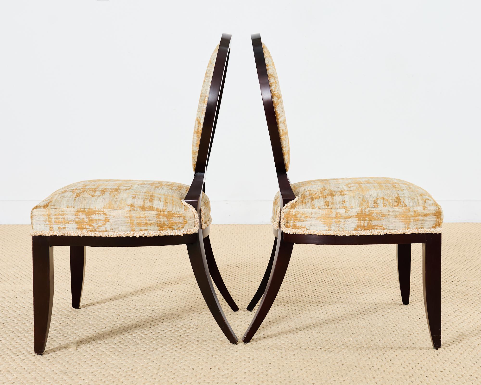 Fabric Set of Eight Barbara Barry Oval X-Back Dining Chairs