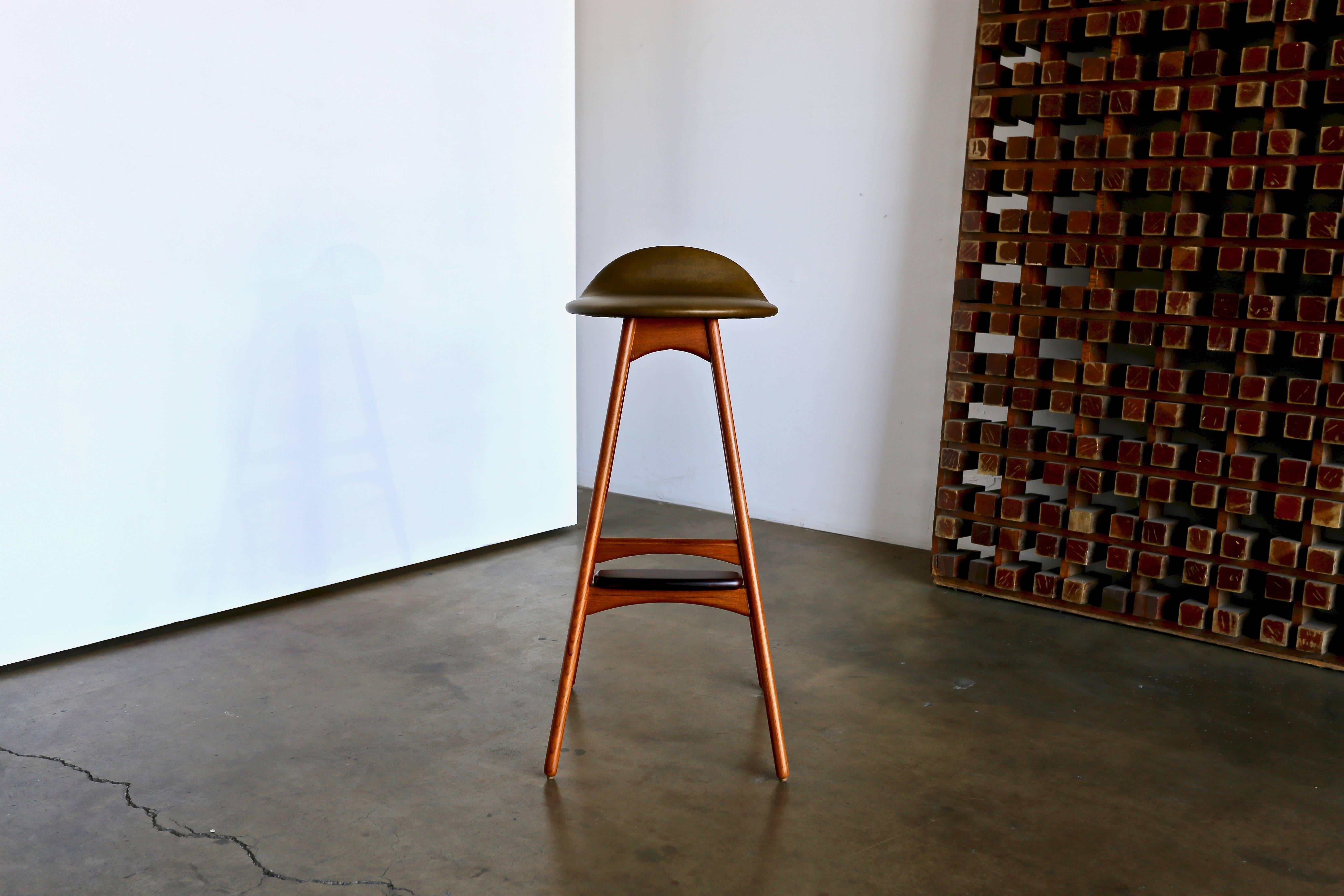 Leather Set of Eight Barstools by Erik Buch