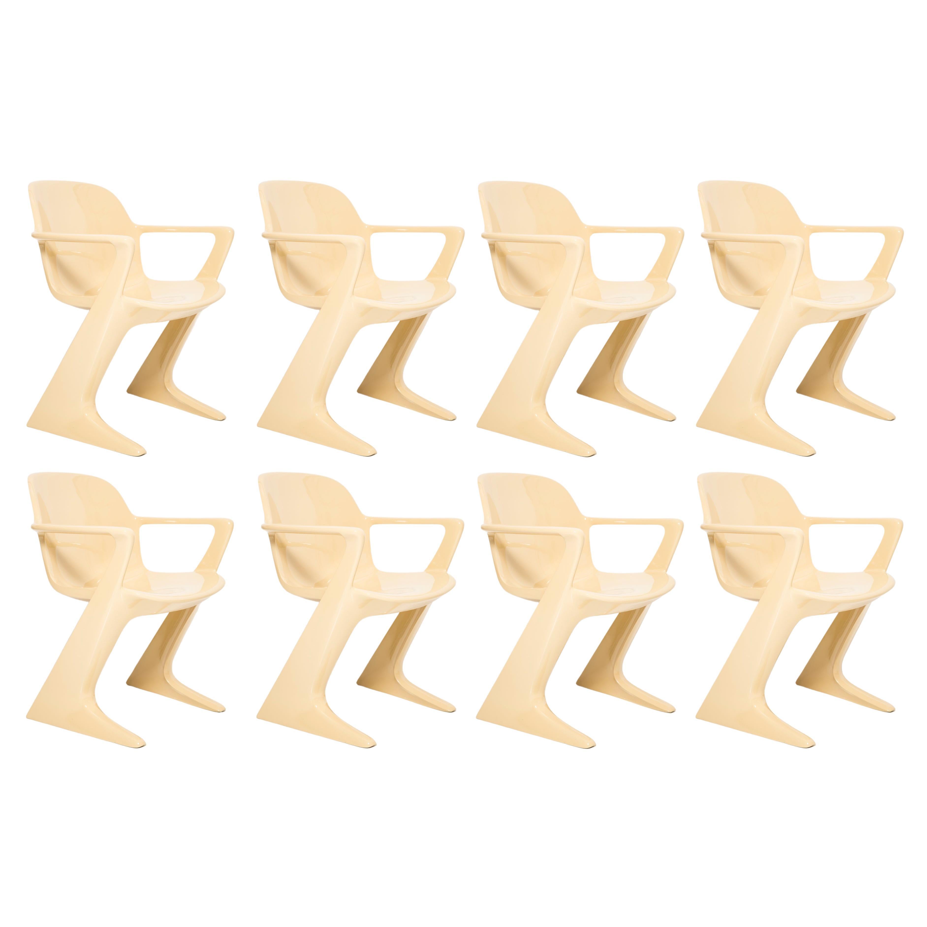 Set of Eight Beige Kangaroo Chairs, by Ernst Moeckl, Germany, 1968