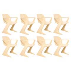 Conjunto de ocho sillas canguro beige, de Ernst Moeckl, Alemania, 1968