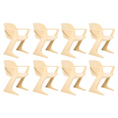 Used Set of Eight Beige Kangaroo Chairs, by Ernst Moeckl, Germany, 1968