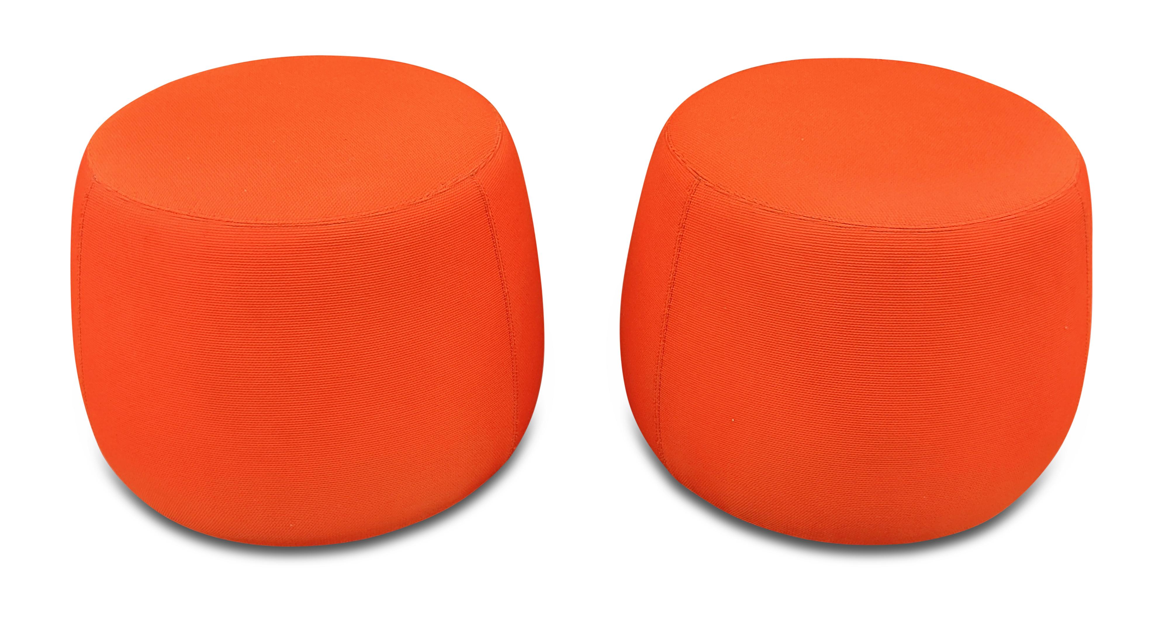 Set of Eight Bernhardt Apel Poufs or Stools, Pairs in Pink, Grey, Orange, Green 7