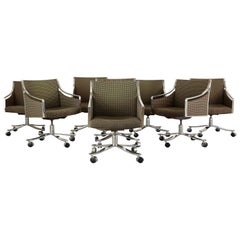 Ensemble de huit fauteuils Bert England en acier pivotant du milieu du siècle dernier