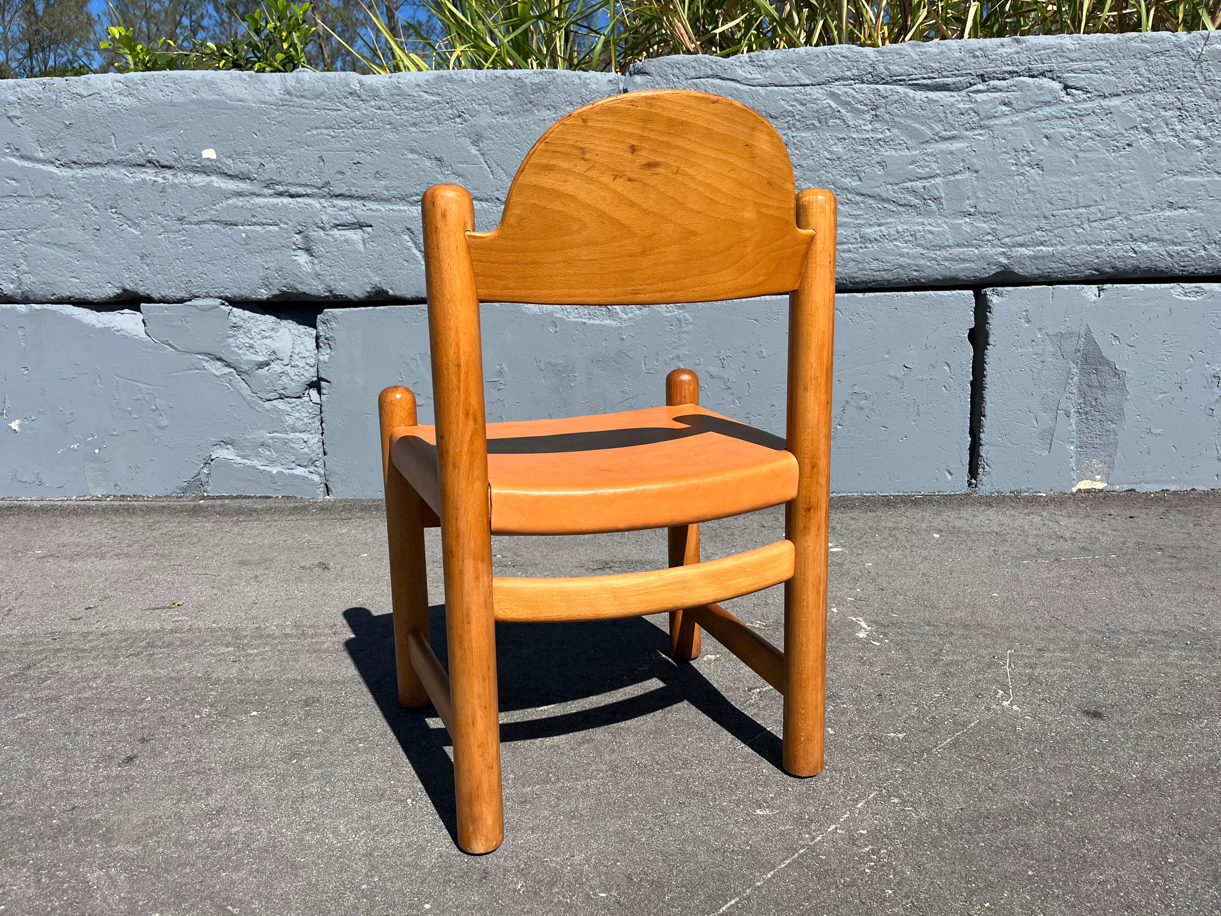Set of Eight Birch and Leather Dining Chairs in the style of Charlotte Perriand For Sale 5