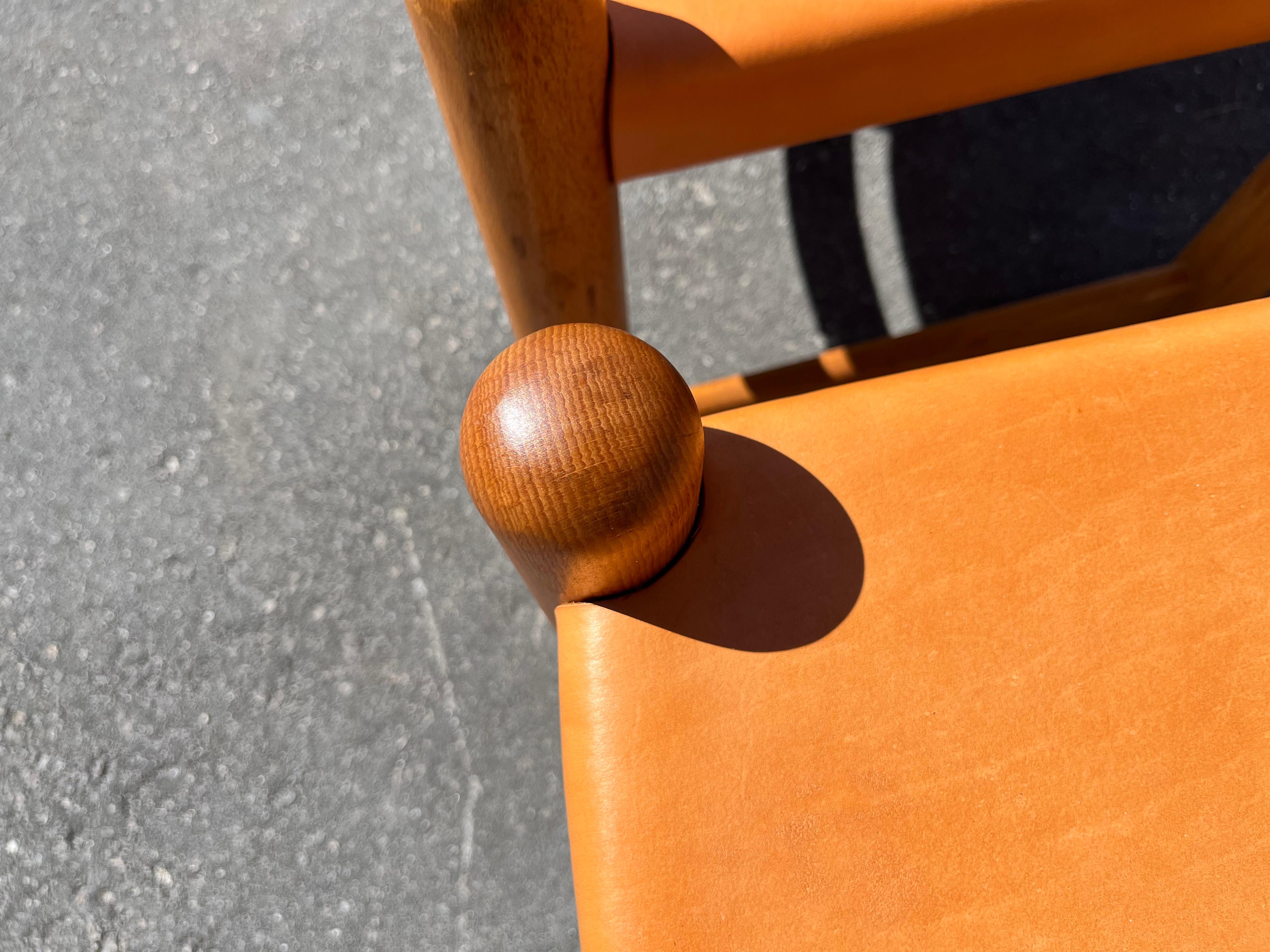 Set of Eight Birch and Leather Dining Chairs in the style of Charlotte Perriand For Sale 9