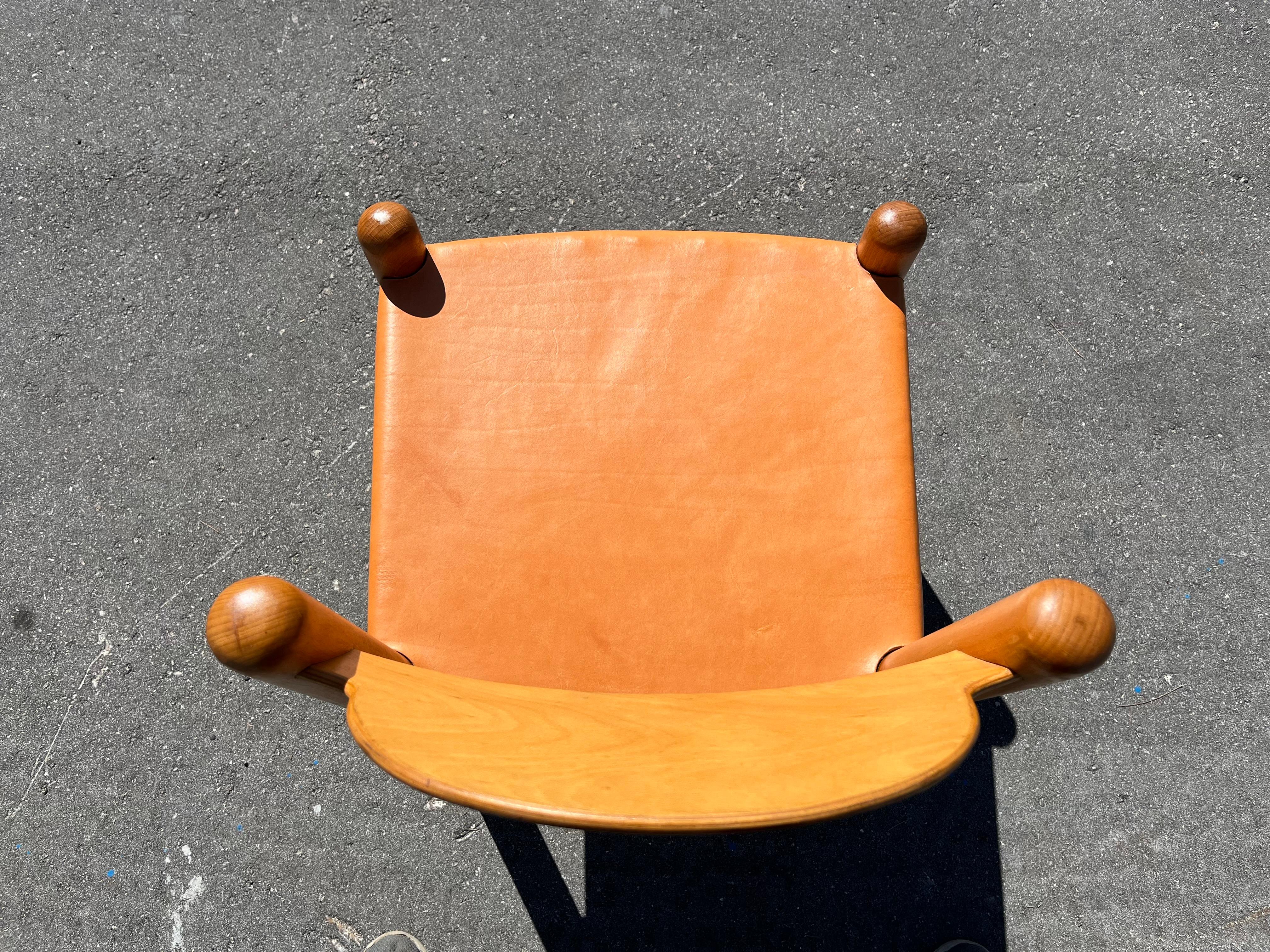 Set of Eight Birch and Leather Dining Chairs in the style of Charlotte Perriand For Sale 10