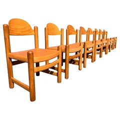Set of Eight Birch and Leather Dining Chairs in the style of Charlotte Perriand Set of Eight Birch and Leather Dining Chairs in the style of Charlotte Perriand