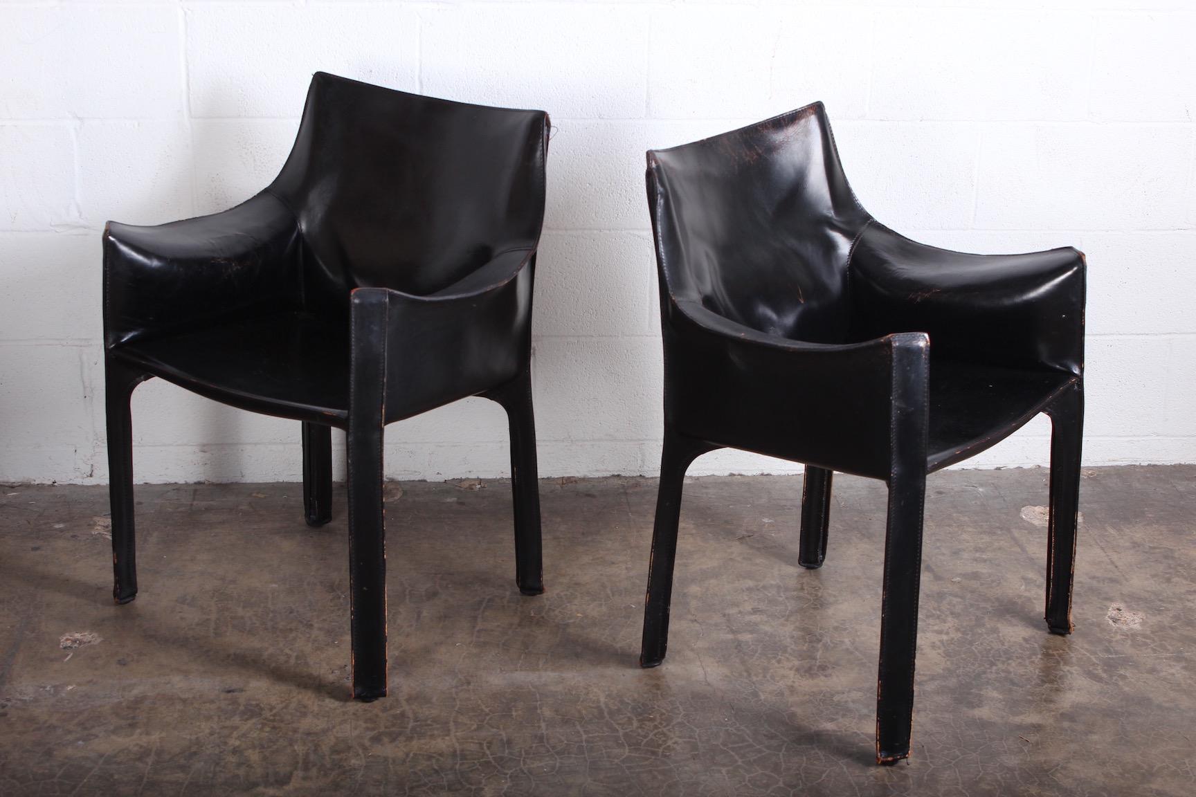 Late 20th Century Set of Eight Black Cab Armchairs by Mario Bellini for Cassina