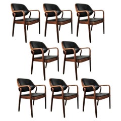 Vintage Set of Eight Black Don Petitt Bentwood Armchairs for Knoll