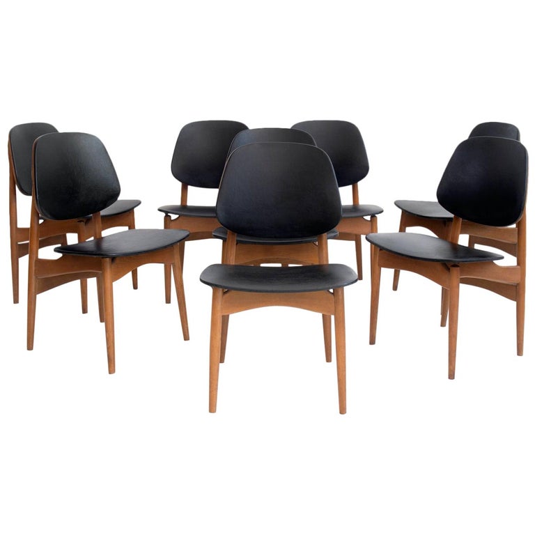 Wood Dining Chairs For At 1stdibs, Faux Leather Dining Room Chairs With Arms