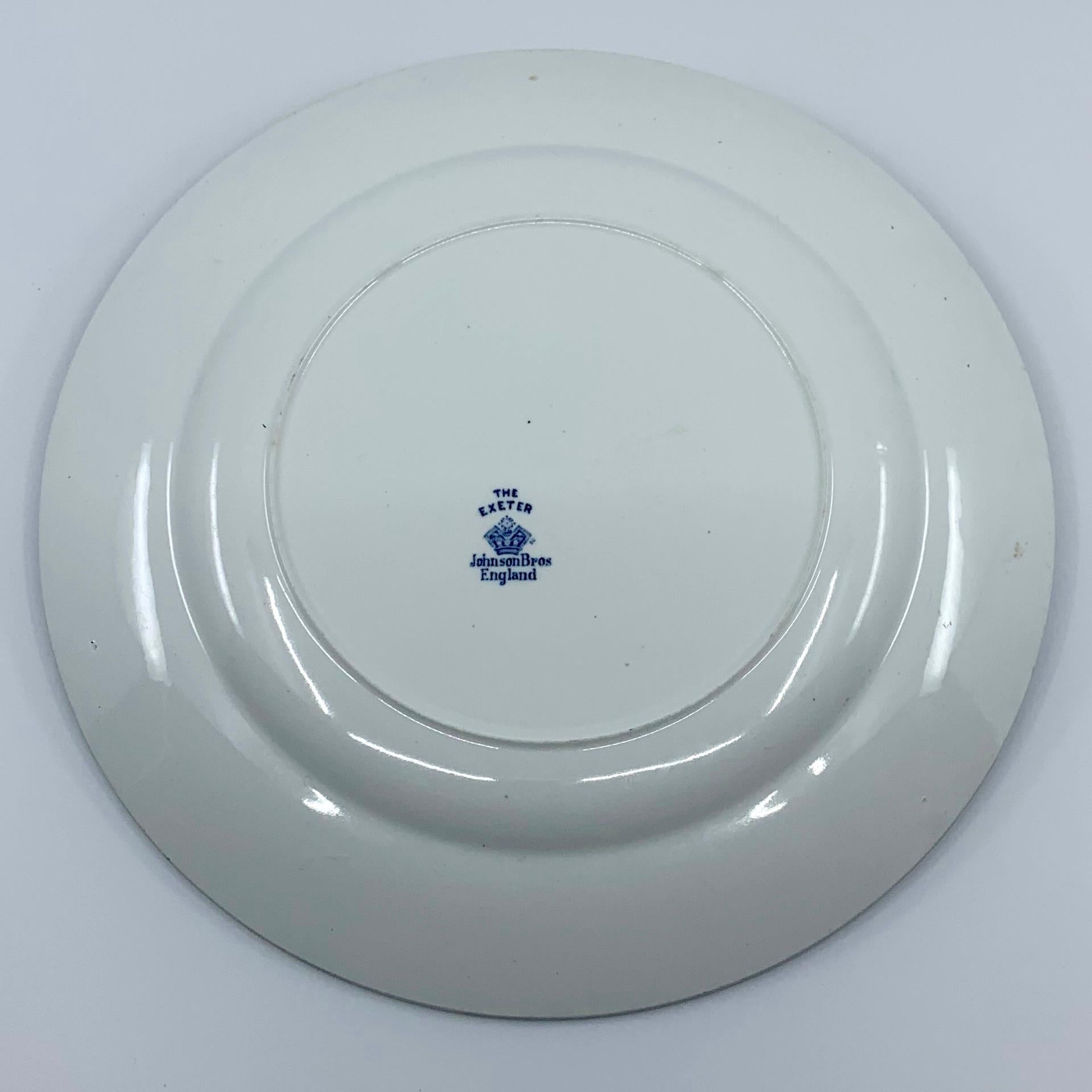 Set of Eight Blue and White Exeter Plates For Sale 3