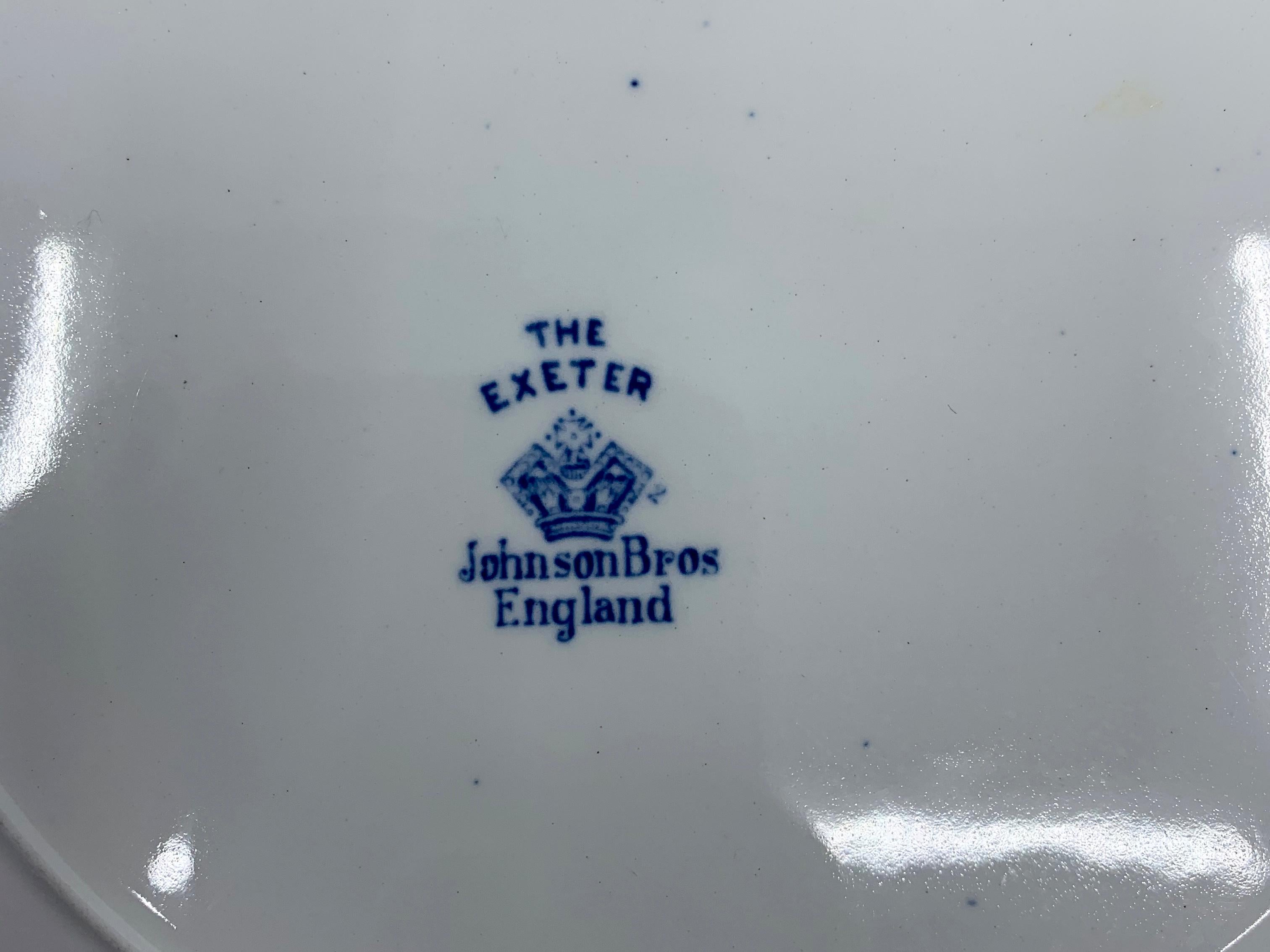 Set of Eight Blue and White Exeter Plates For Sale 4