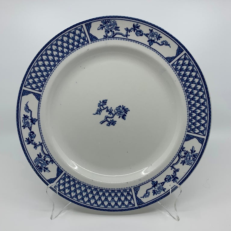 Set of Eight Blue and White Exeter Plates For Sale at 1stDibs