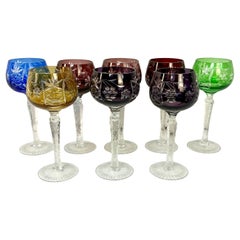 Set of Eight Bohemian Crystal Wine Glasses
