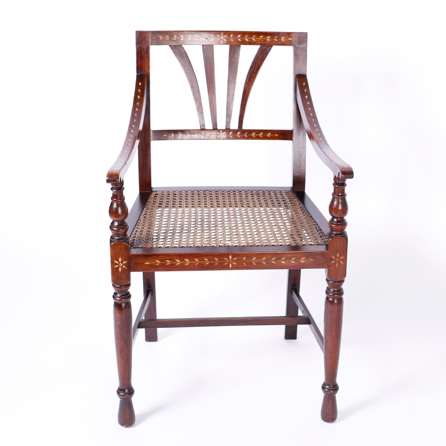 Set of Eight Bone Inlaid Dining Chairs from the Philippines 2