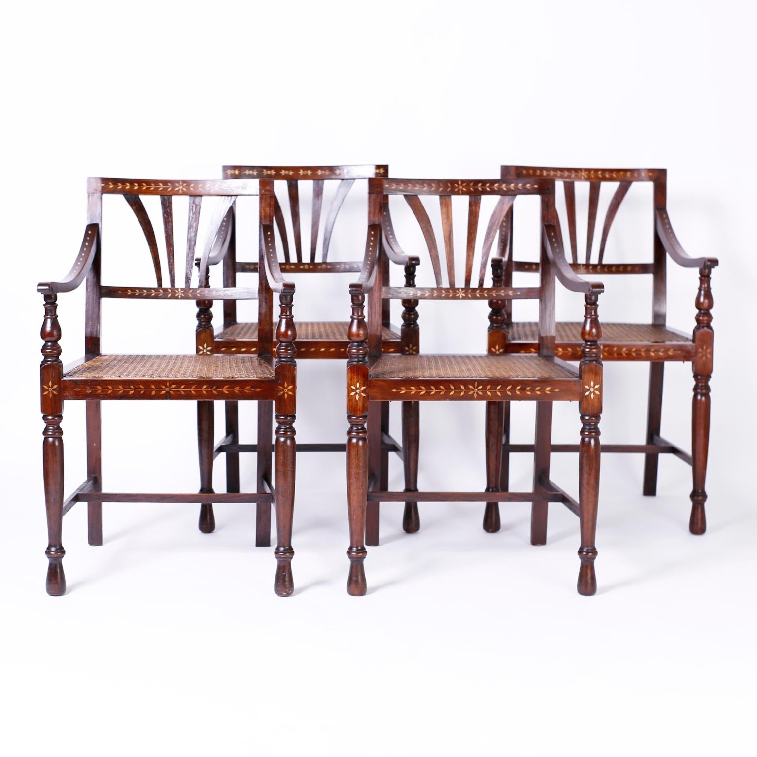 Set of Eight Bone Inlaid Dining Chairs from the Philippines 3