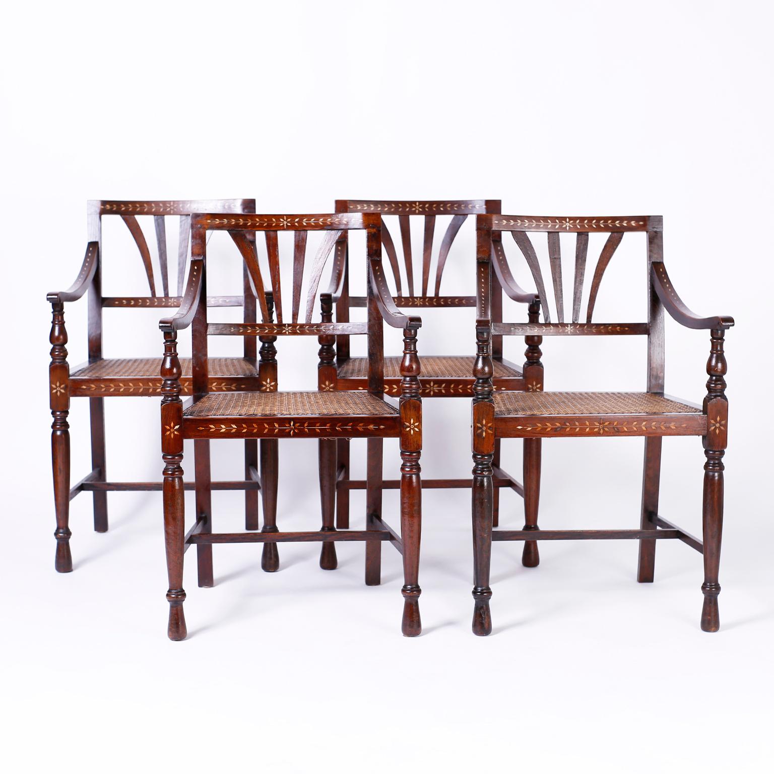 Set of Eight Bone Inlaid Dining Chairs from the Philippines 4