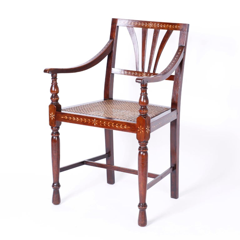 Set of Eight Bone Inlaid Dining Chairs from the Philippines at 1stDibs