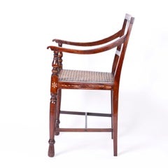 Set of Eight Bone Inlaid Dining Chairs from the Philippines