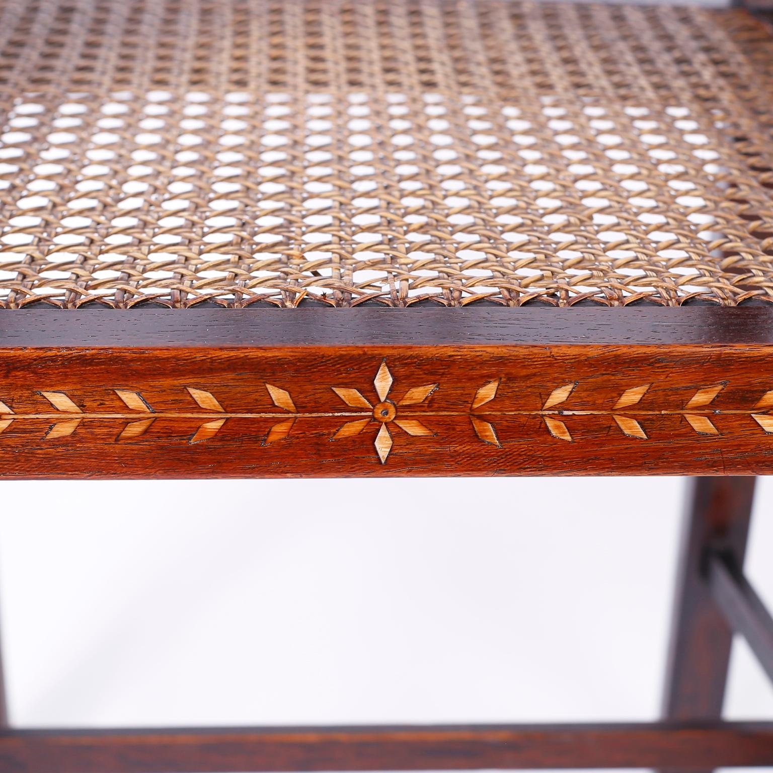 19th Century Set of Eight Bone Inlaid Dining Chairs from the Philippines