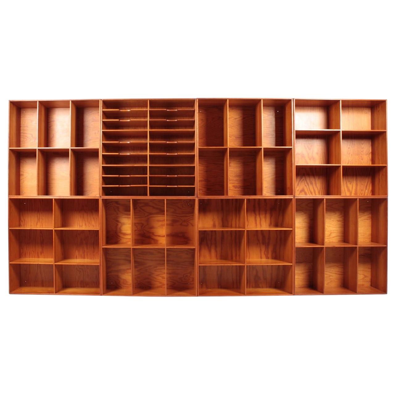 Set of Eight Bookcases in Pine by Mogens Koch, Danish Design, Midcentury, 1950s