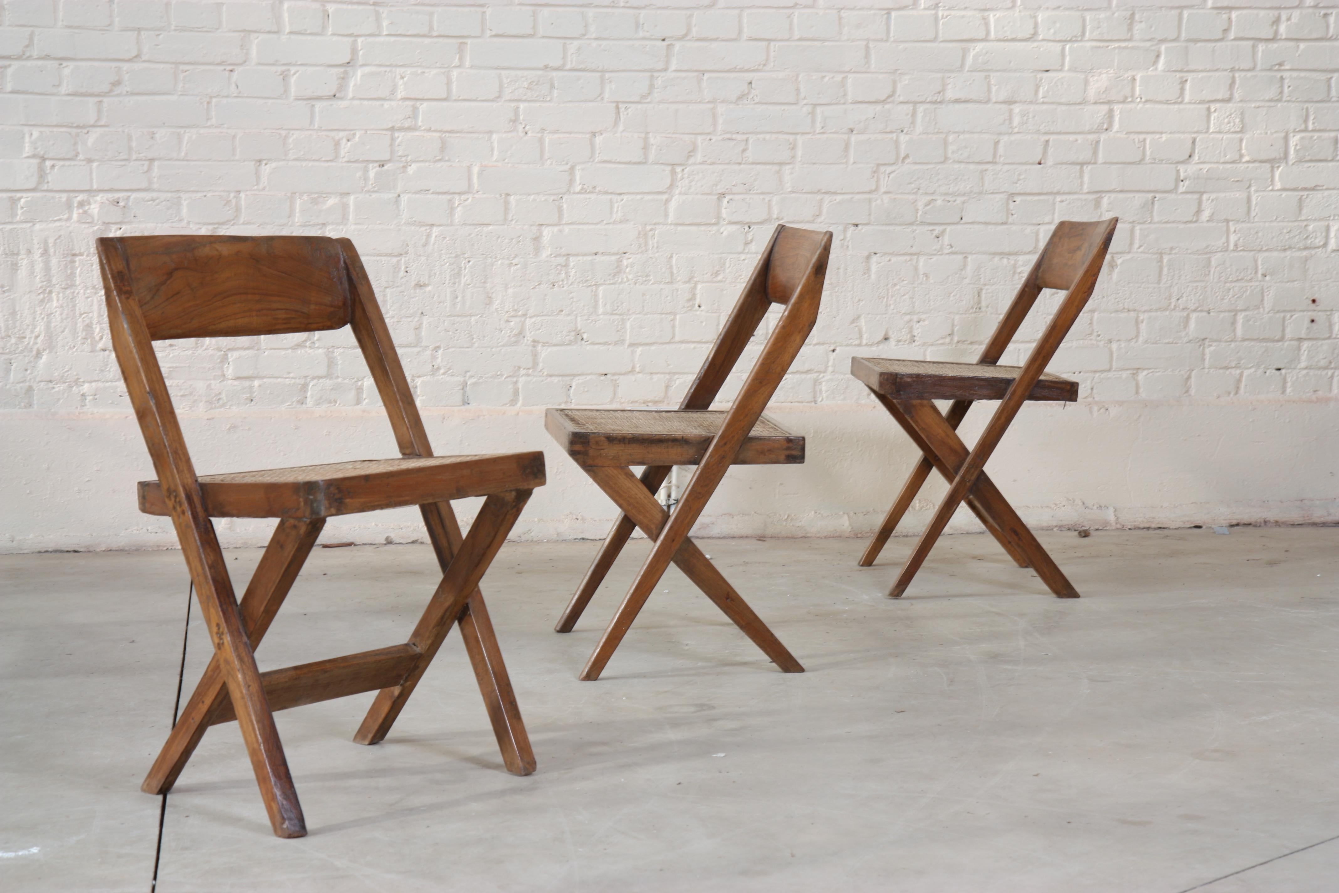 Mid-20th Century Set of Eight Bookstore Chairs by Pierre Jeanneret