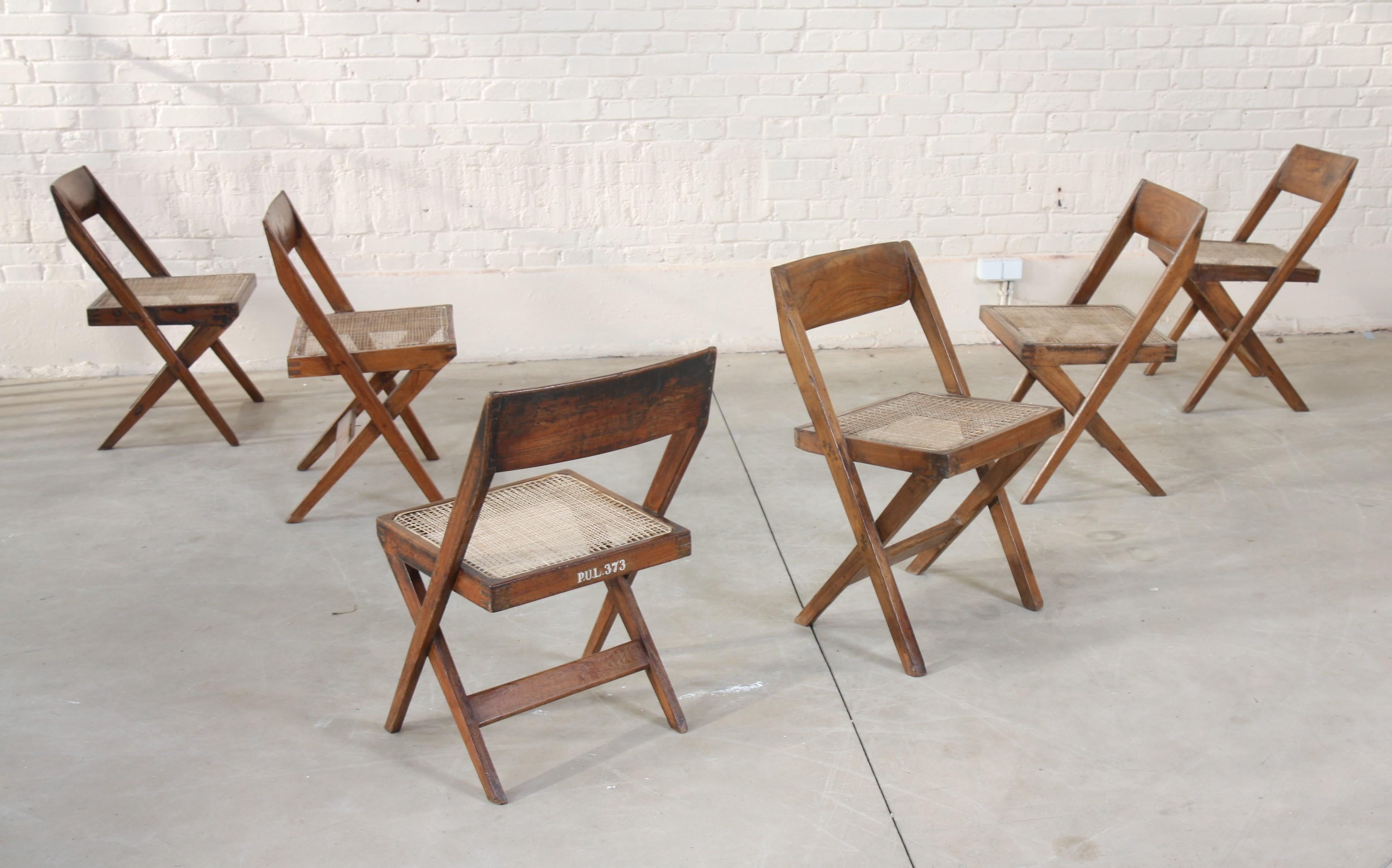 Set of Eight Bookstore Chairs by Pierre Jeanneret 1